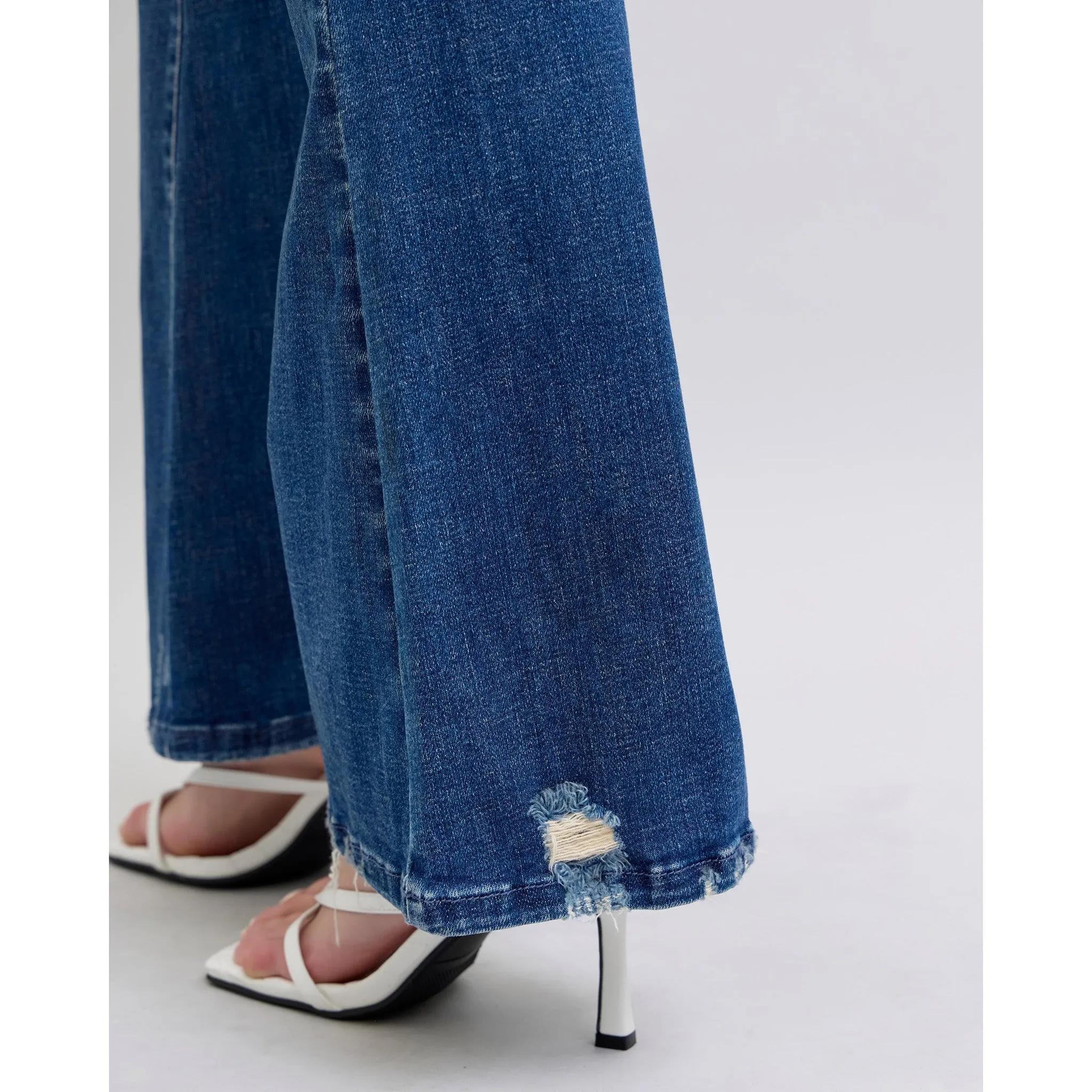 Judy Blue Damen Contrast Wash Destroy Flare Jeans