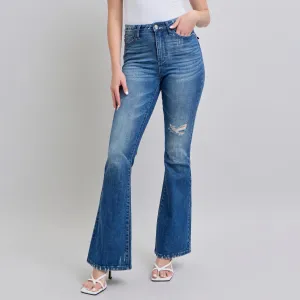 Judy Blue Damen Contrast Wash Destroy Flare Jeans