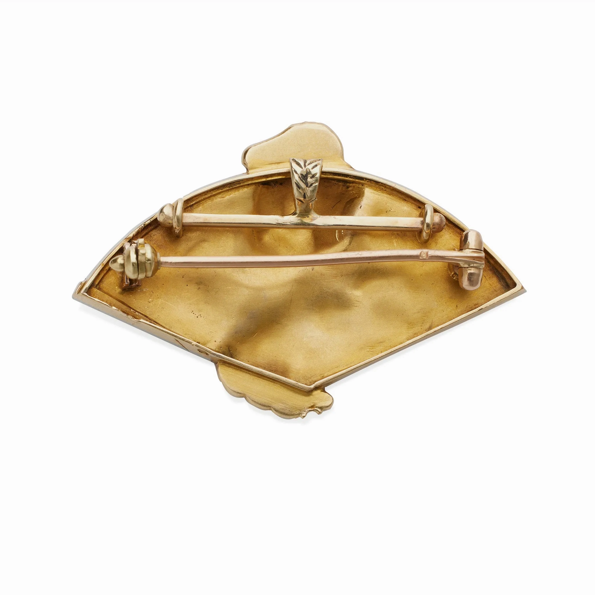 Jules Ch??ret Art Nouveau 18K Gold and Rose-cut Diamond Brooch