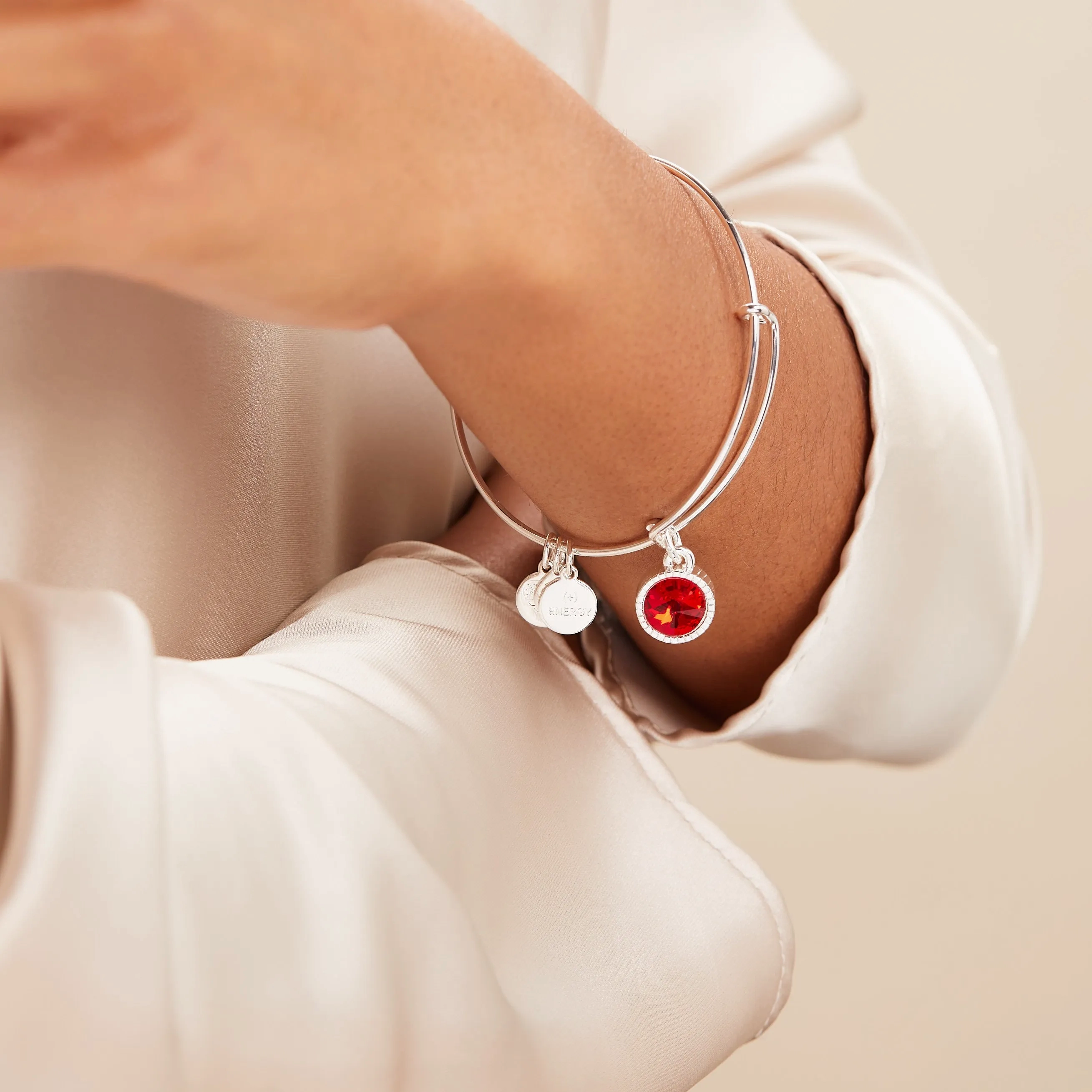 July Birthstone Charm Bangle, Ruby