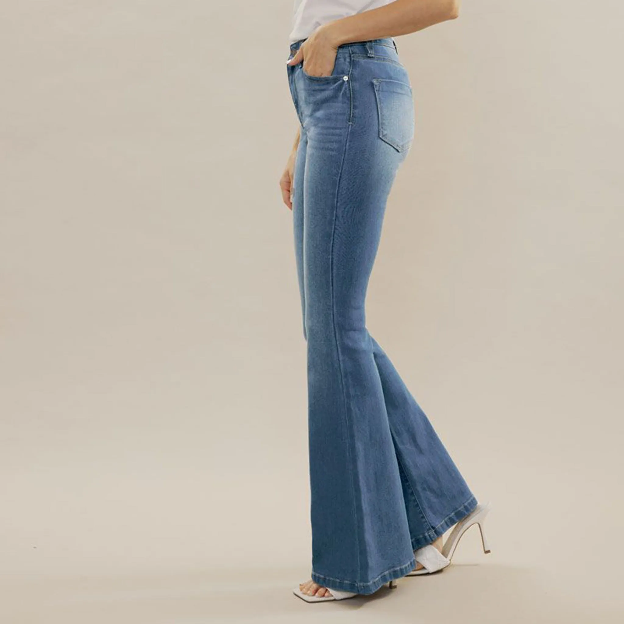 Kancan Medium Washed High Rise Super Flare Jeans
