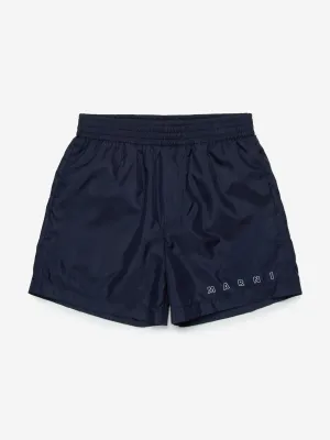 Kinder Logo Badeshorts in Marineblau