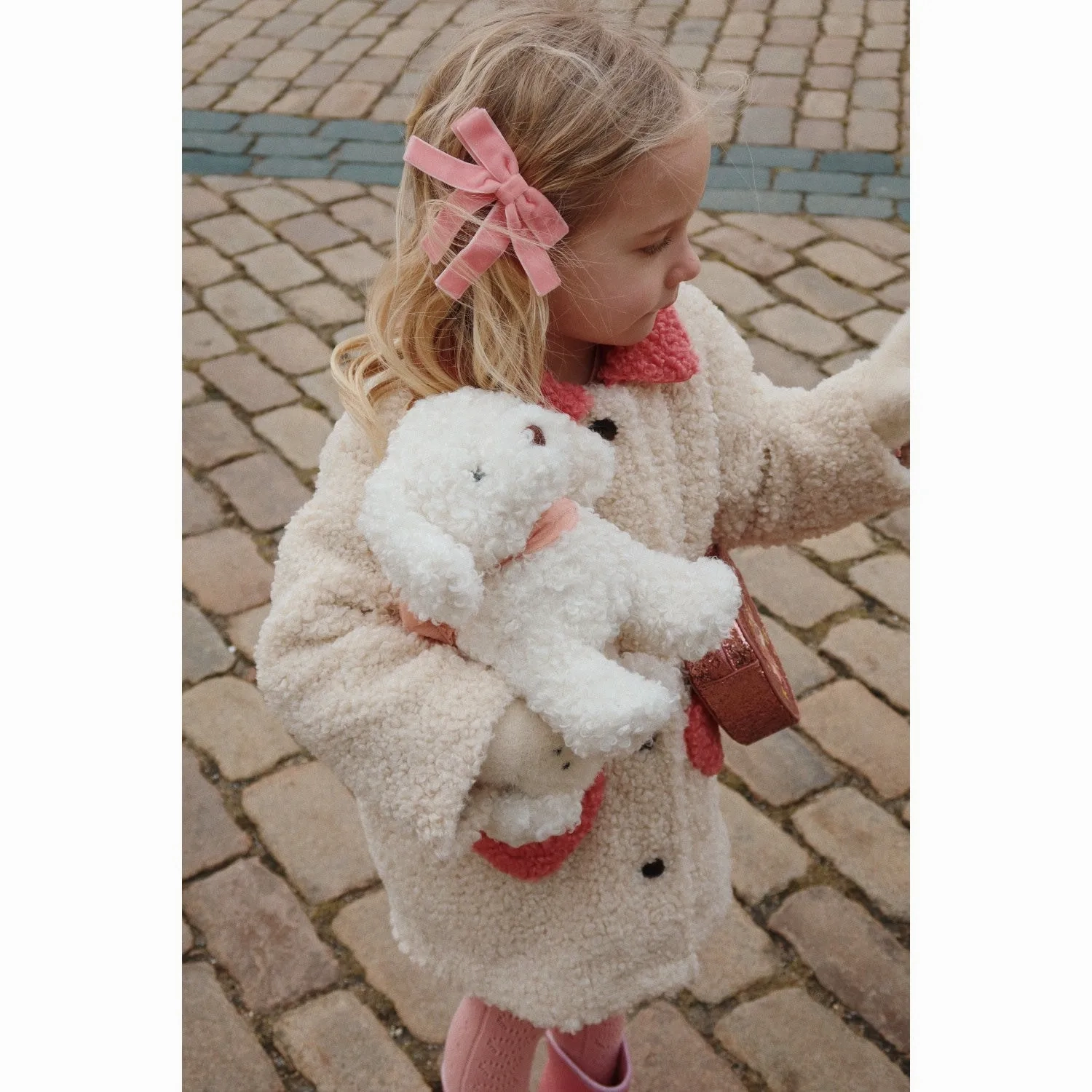 Konges Sl?jd Peony Pink 2 Pack Velvet Double Bow Hair Clips