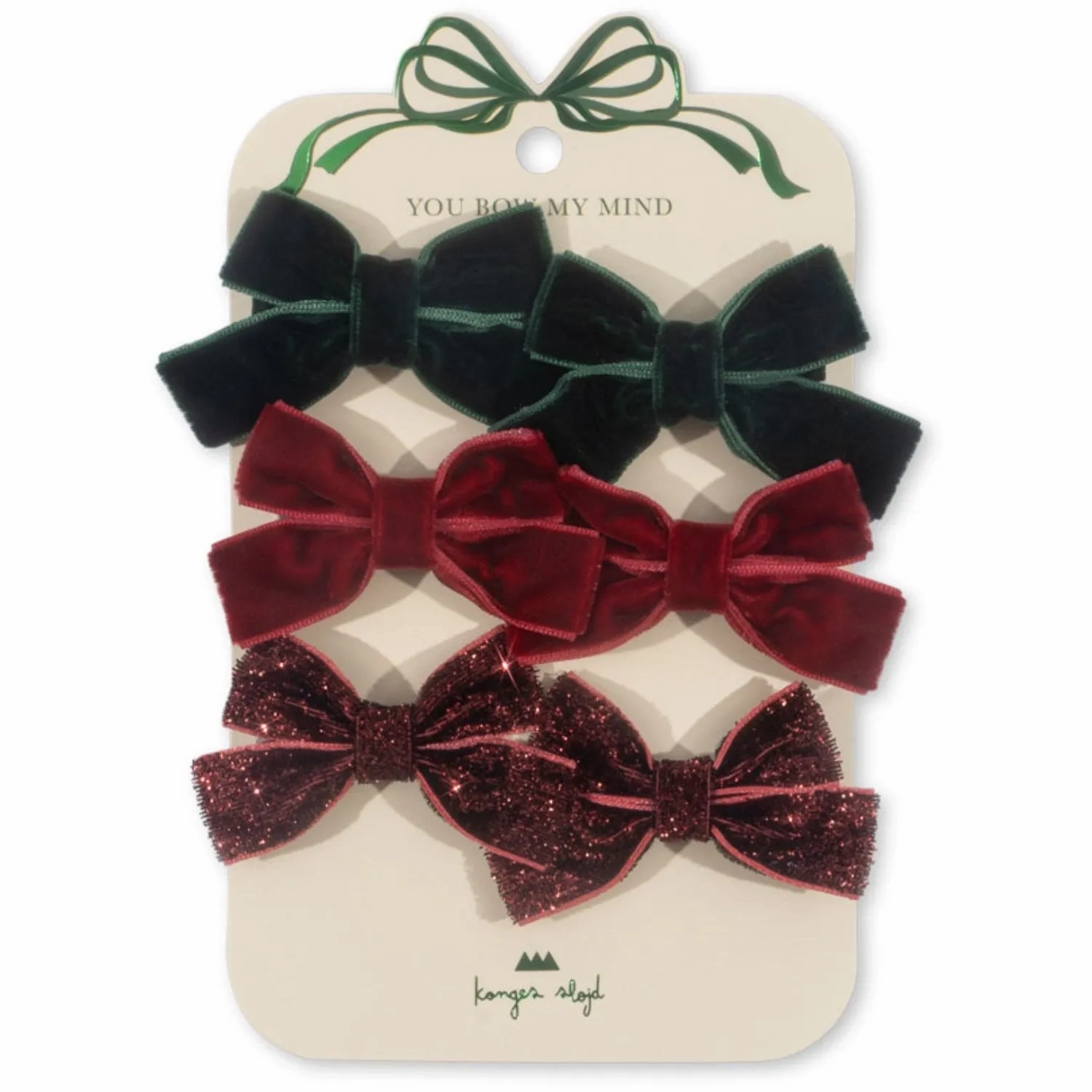 Konges Sl?jd Red/Glitter/Green 6 Pack Micki Bow Hair Clips