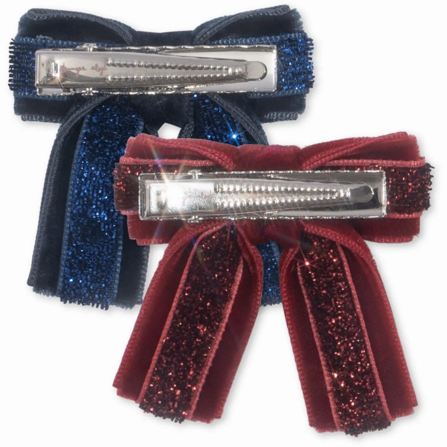 Konges Sl?jd Red/Navy 4 Pack Velvet Bow Hair Clips