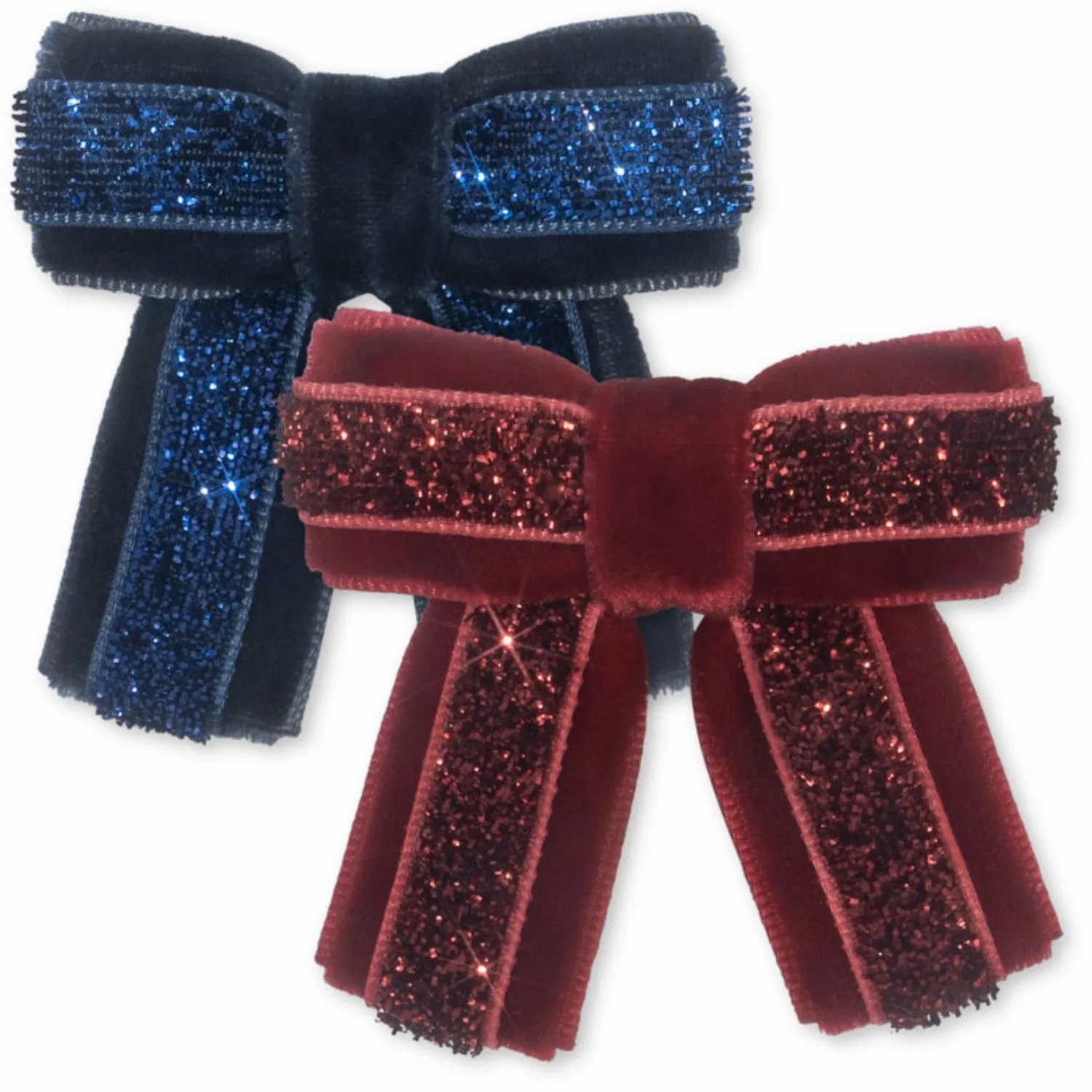 Konges Sl?jd Red/Navy 4 Pack Velvet Bow Hair Clips