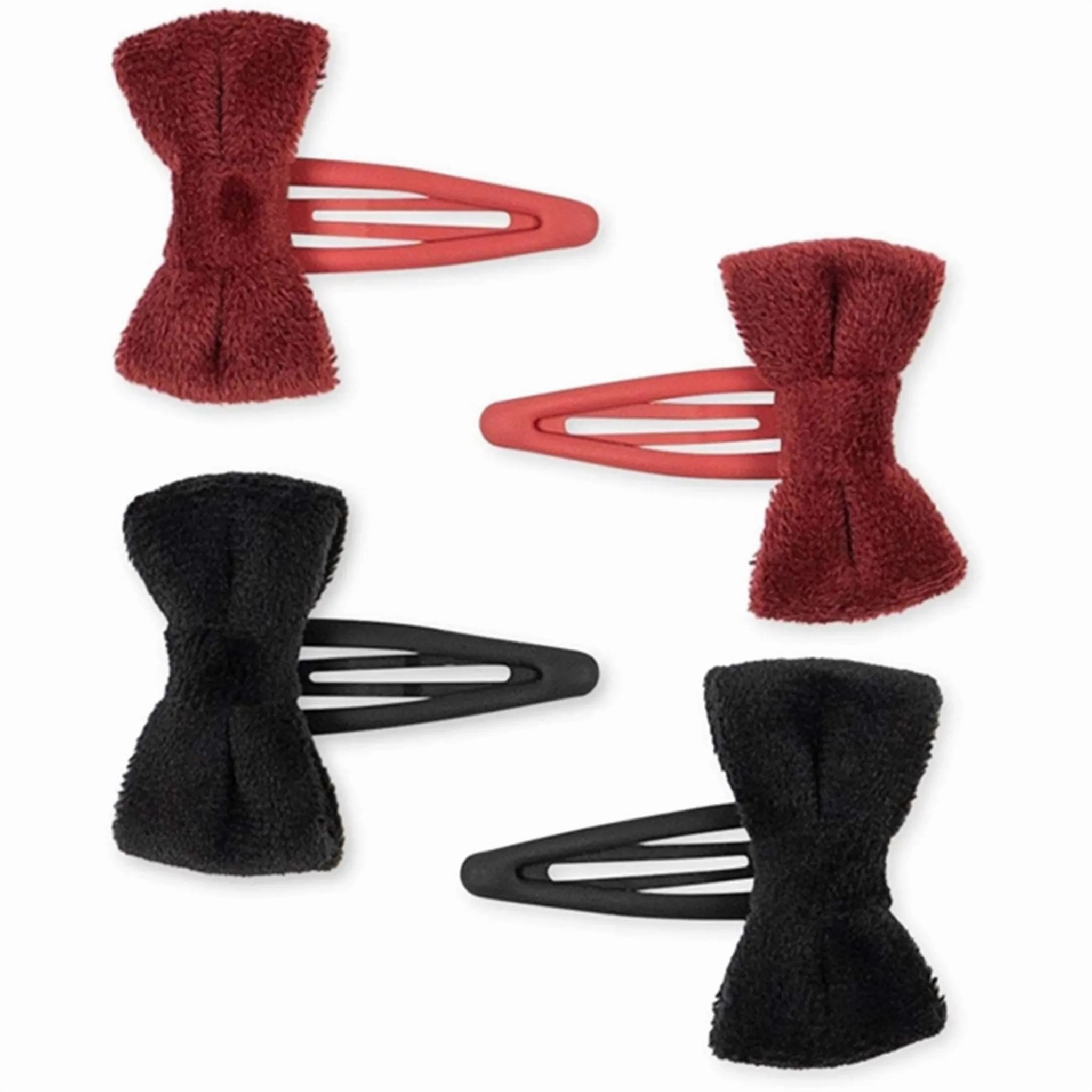 Konges Sljd Hair Clip Velvet Bowie 4-pack Red/Black