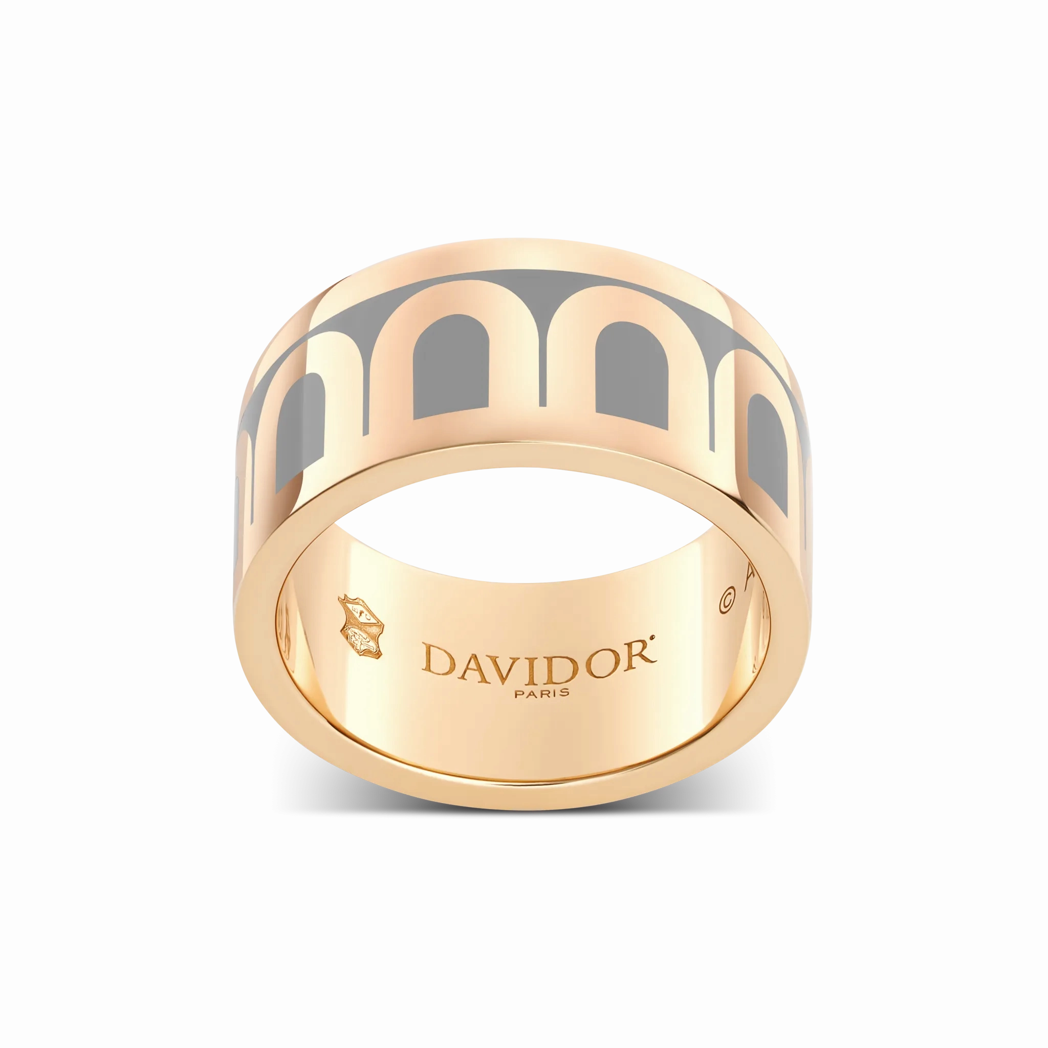 L'Arc de DAVIDOR Ring GM, 18k Rose Gold with Anthracite Lacquered Ceramic