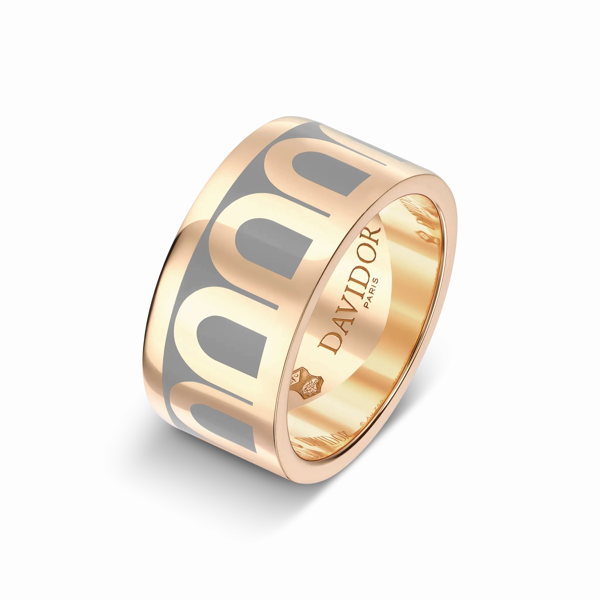 L'Arc de DAVIDOR Ring GM, 18k Rose Gold with Anthracite Lacquered Ceramic