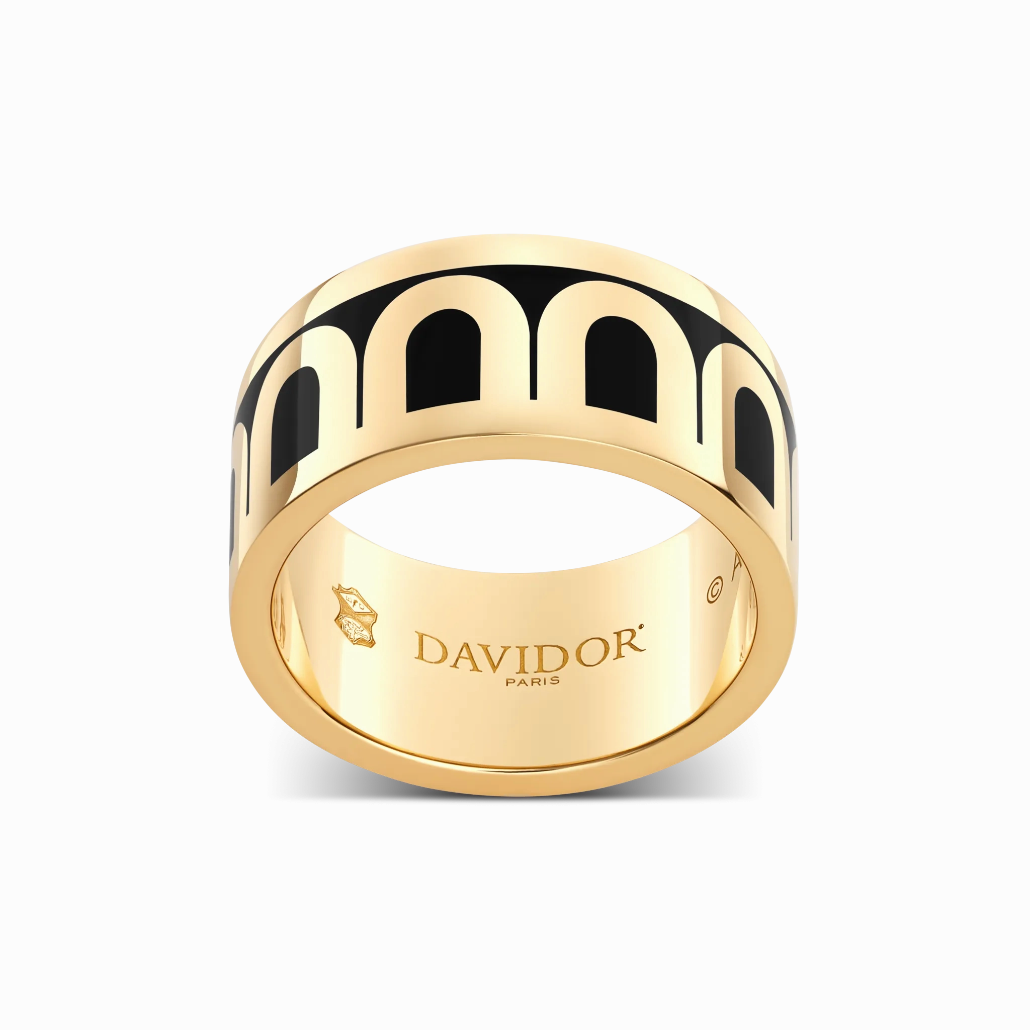 L'Arc de DAVIDOR Ring GM, 18k Yellow Gold with Caviar Lacquered Ceramic