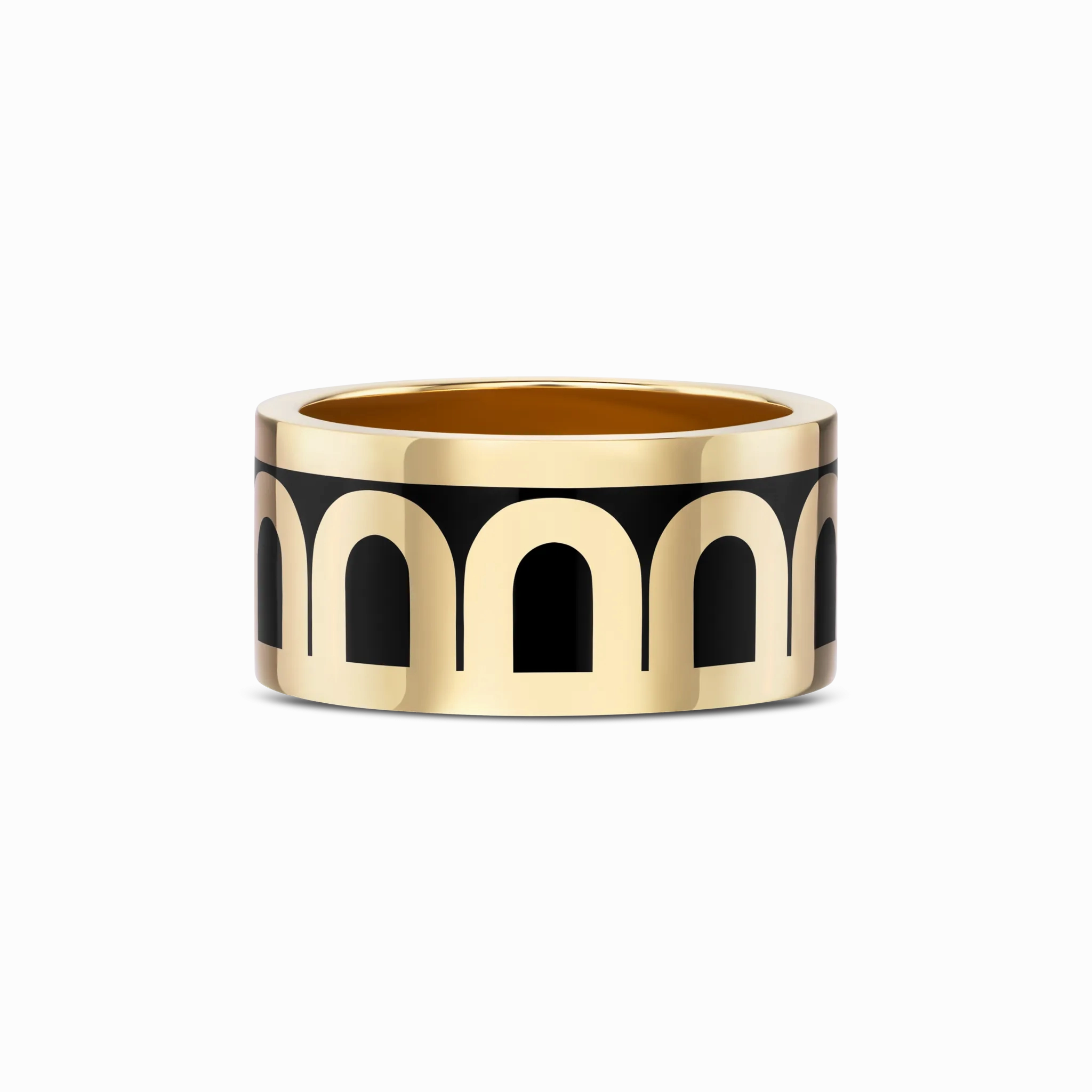 L'Arc de DAVIDOR Ring GM, 18k Yellow Gold with Caviar Lacquered Ceramic