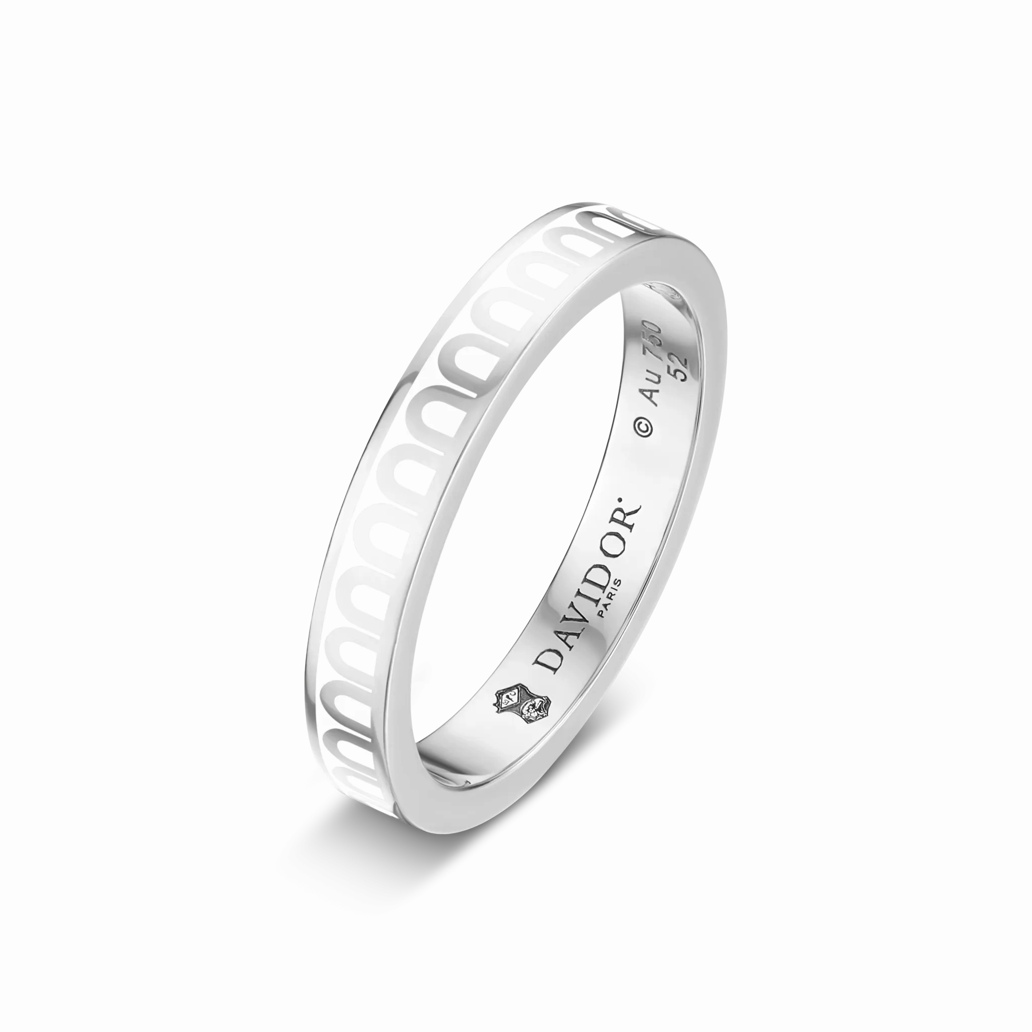 L'Arc de DAVIDOR Ring PM, 18k White Gold with Neige Lacquered Ceramic