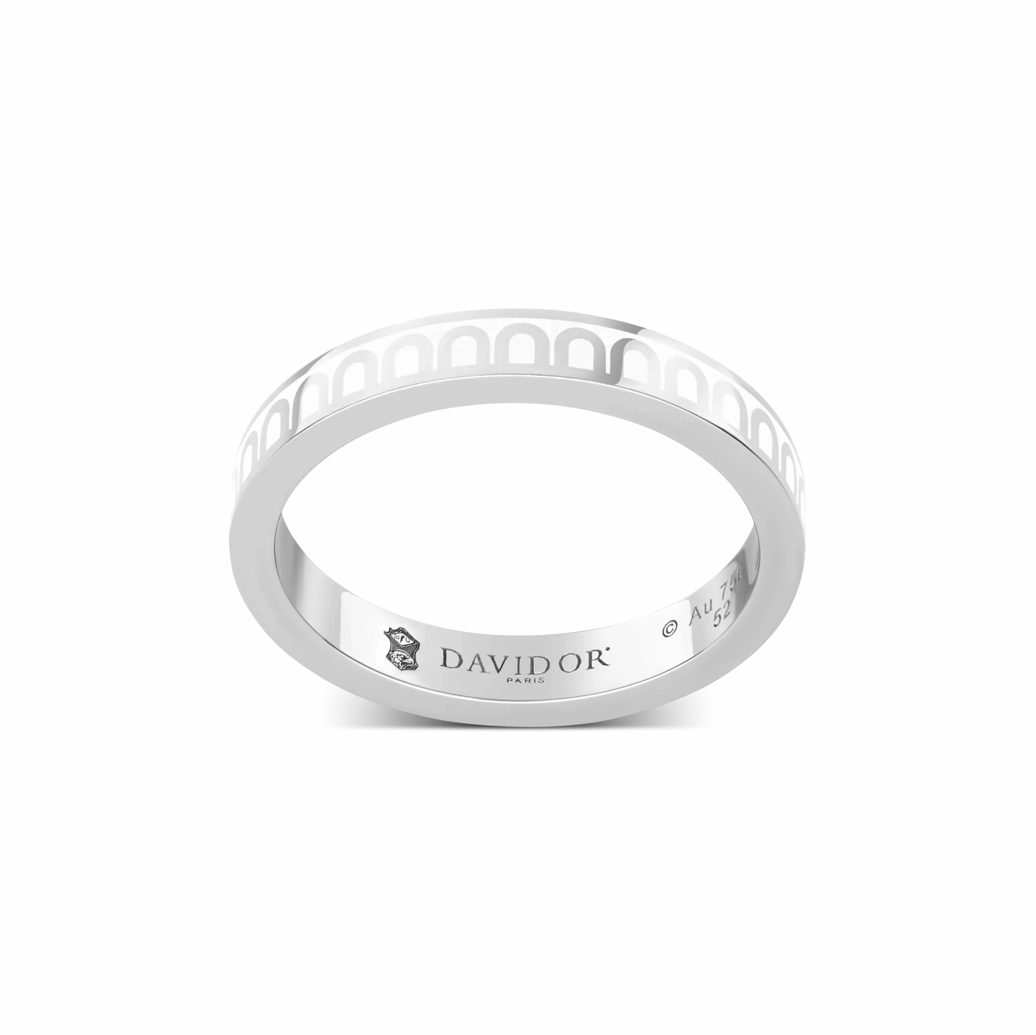 L'Arc de DAVIDOR Ring PM, 18k White Gold with Neige Lacquered Ceramic