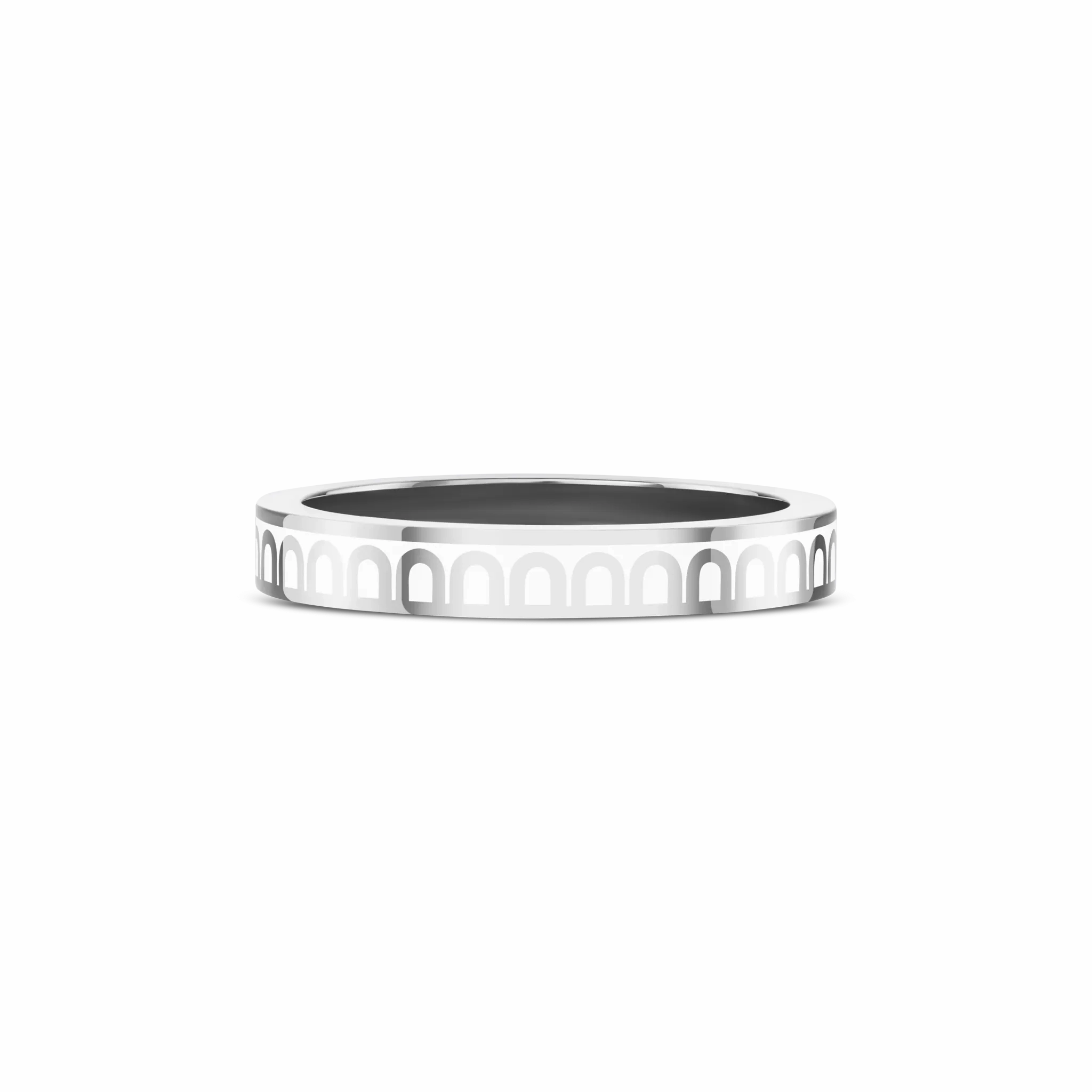 L'Arc de DAVIDOR Ring PM, 18k White Gold with Neige Lacquered Ceramic