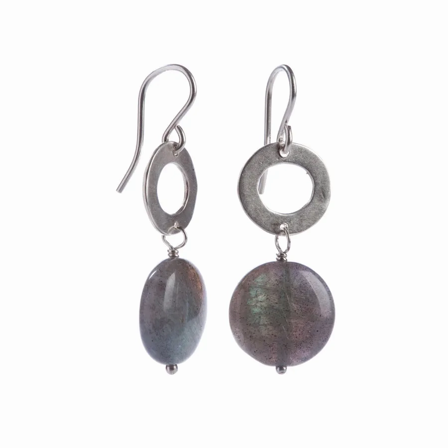Labradorite &amp; Oval Drop Earrings