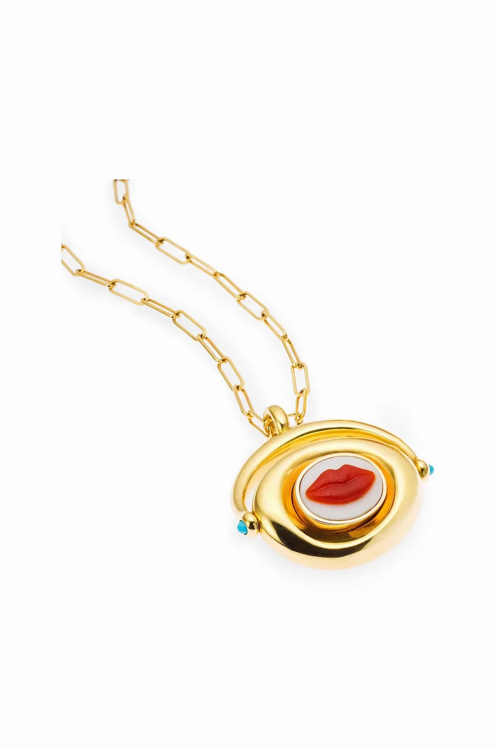 Lady is a Tramp Flip 18K Gold Necklace w. Agate &amp; Turquoise