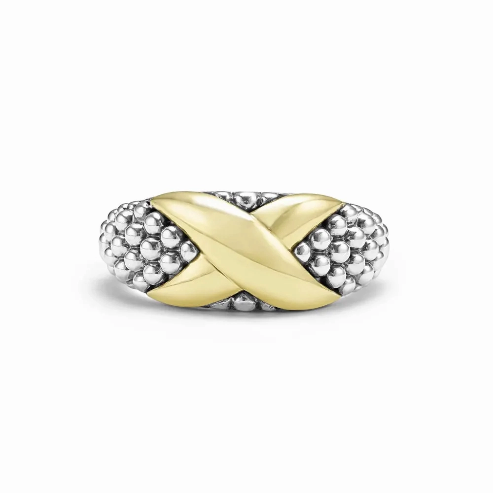 Lagos Embrace Two-Tone X Caviar Ring