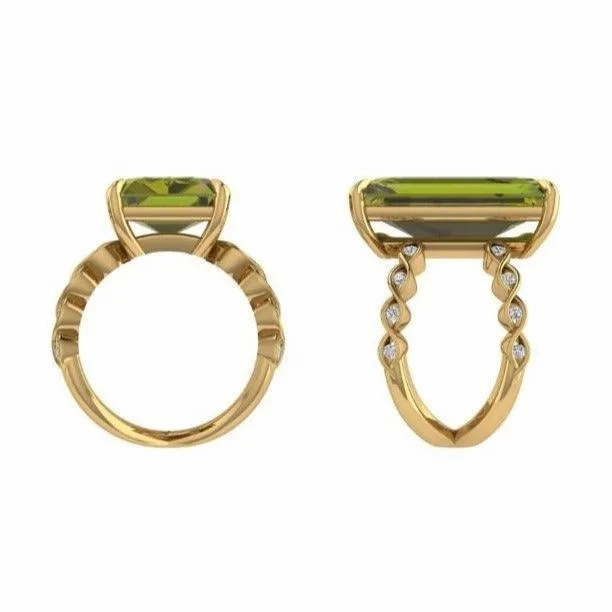 Large Gemstone Twist Split Shank Ring
