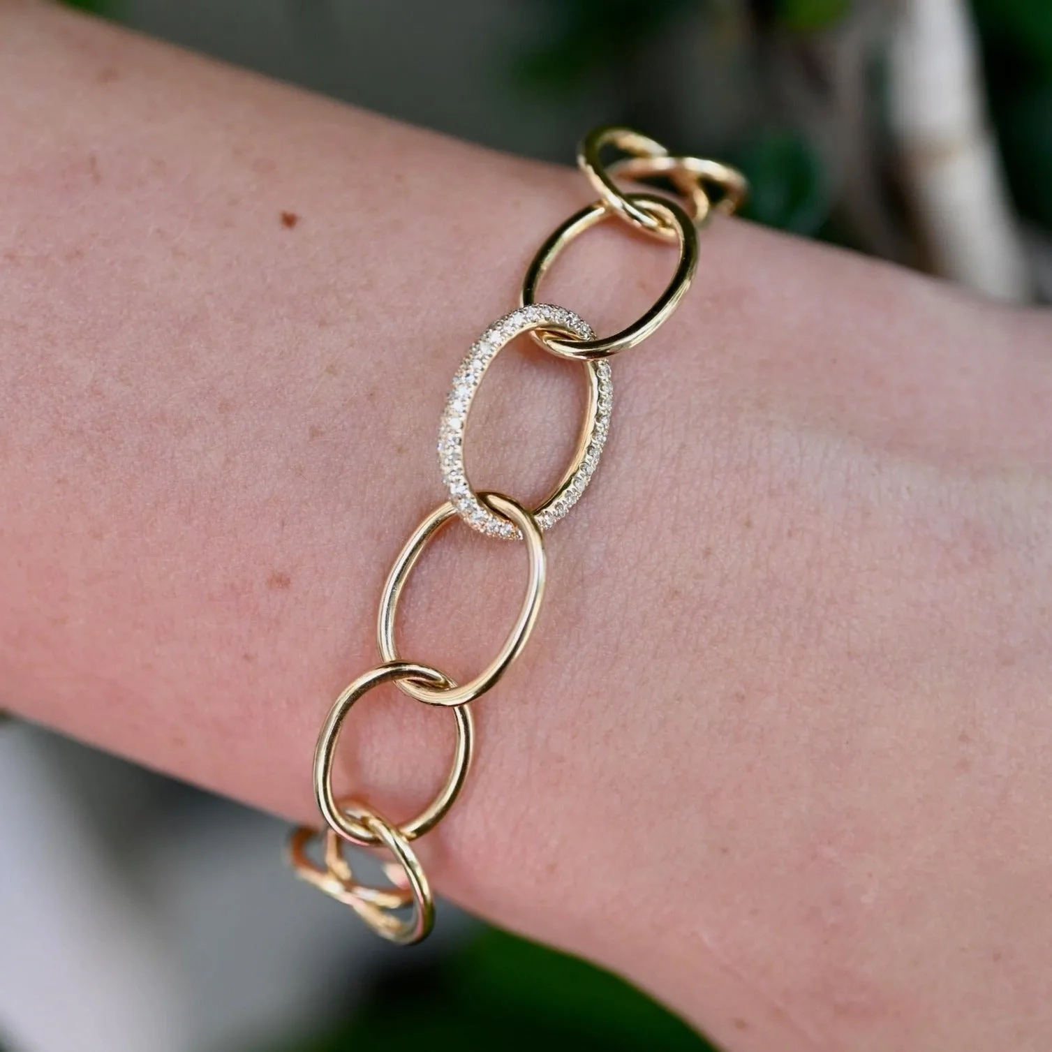 Large Loop and Diamond Link Bracelet