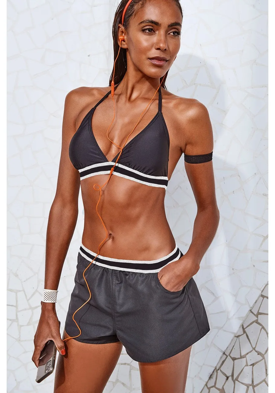 LASCANA Damen Bade-Shorts mit Streifenbund
