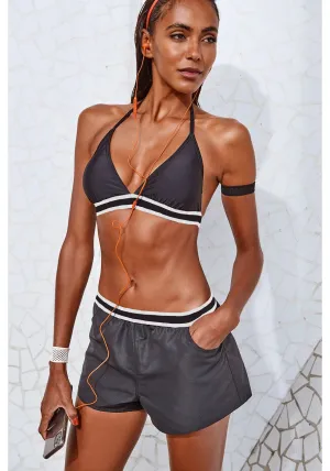 LASCANA Damen Bade-Shorts mit Streifenbund