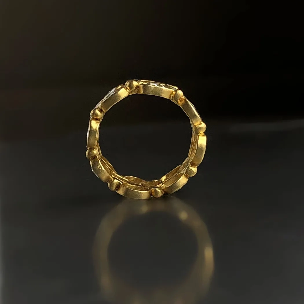 Lauren Harper 3.82 Ct Rosecut Diamond Matte Gold Three-Row Eternity Band Ring