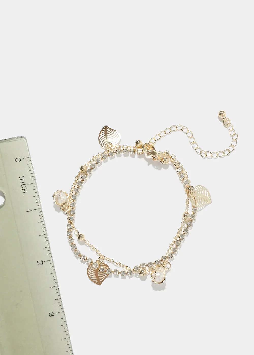 Laves &amp; Pearl Charm Anklet