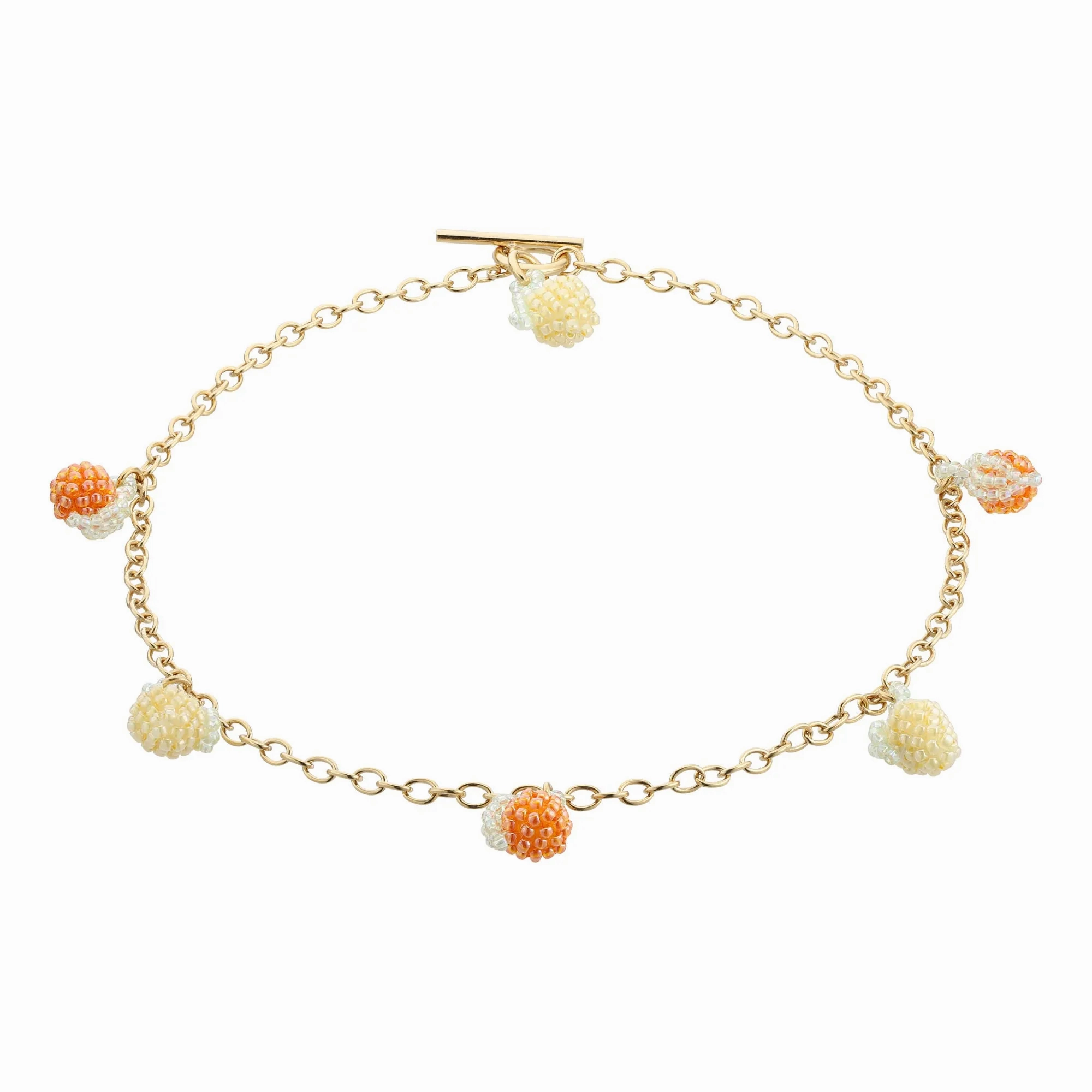 Lemon Gold Necklace Gold Plated, Yellow and Orange Beads