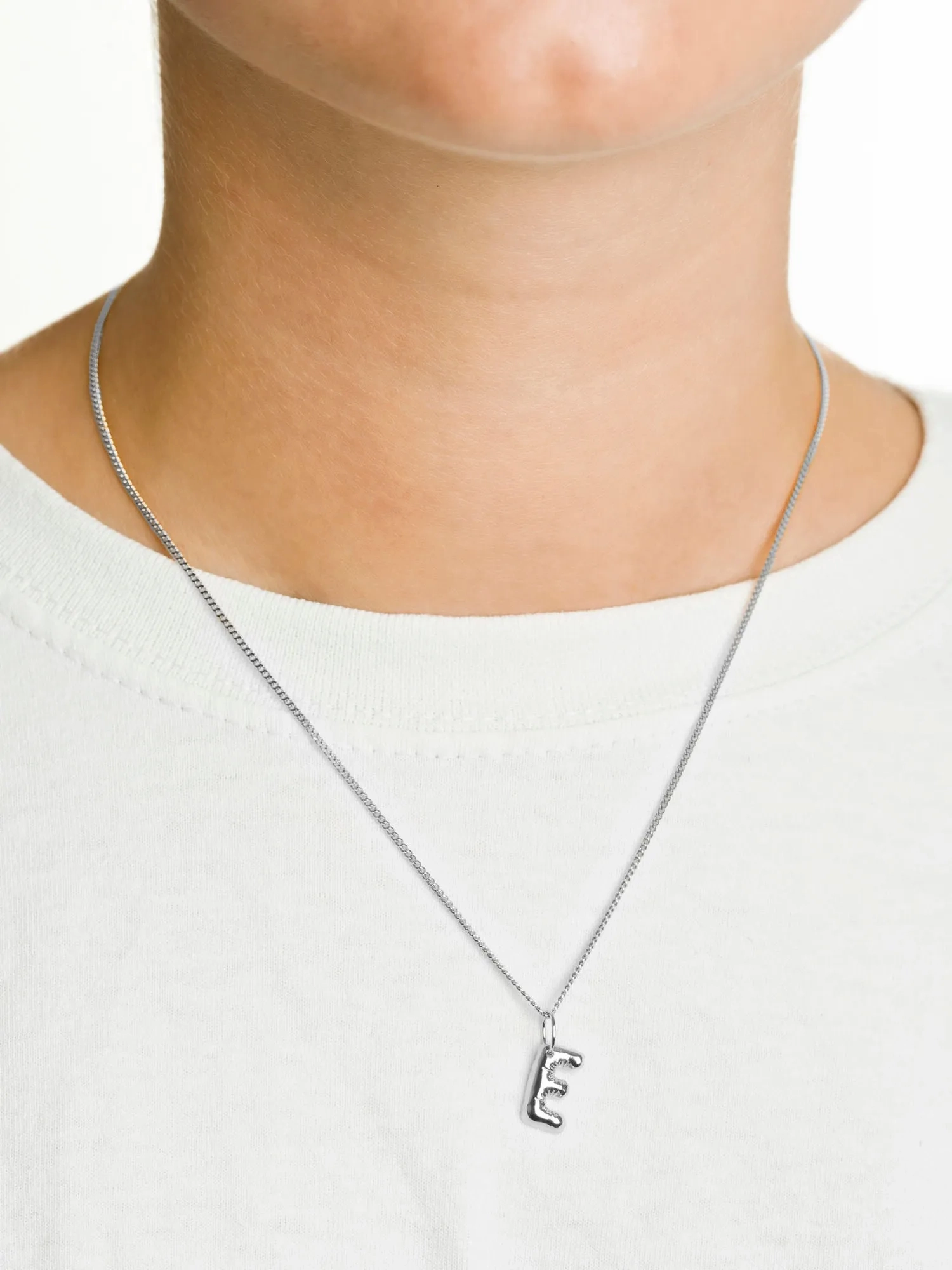 Letter E Silver Necklace