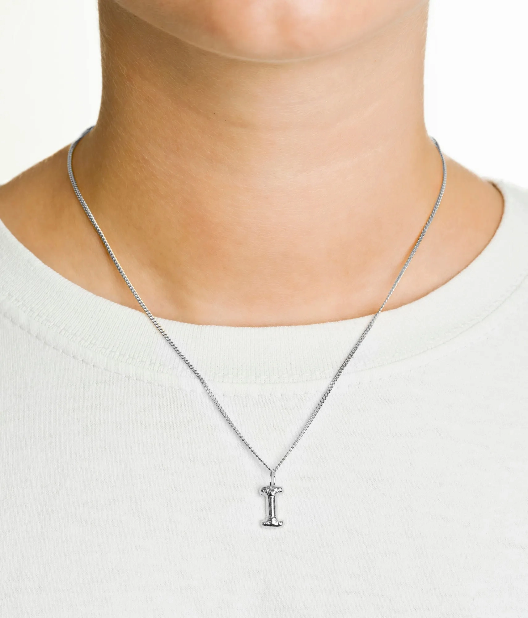 Letter I Silver Necklace