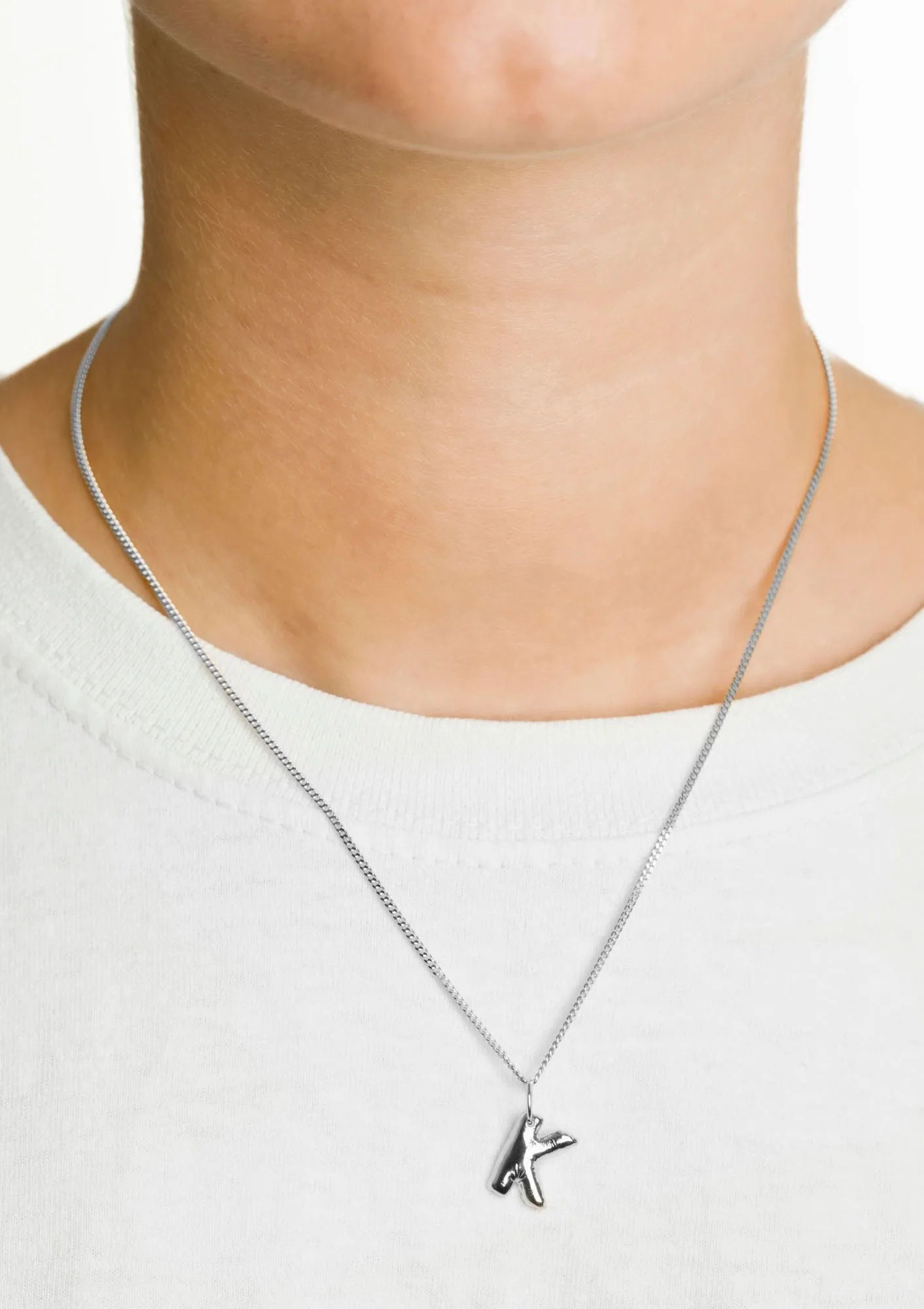 Letter K Silver Necklace
