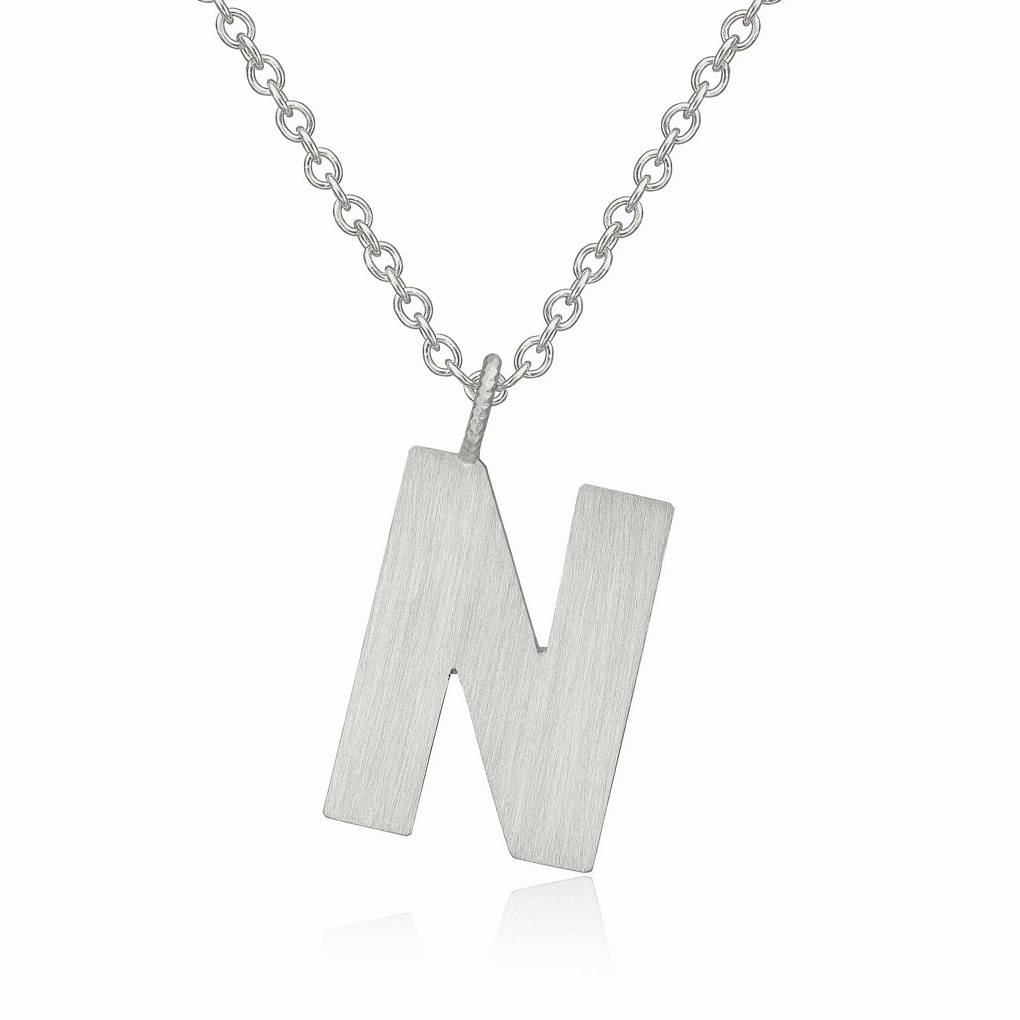 Letter N Silver Necklace