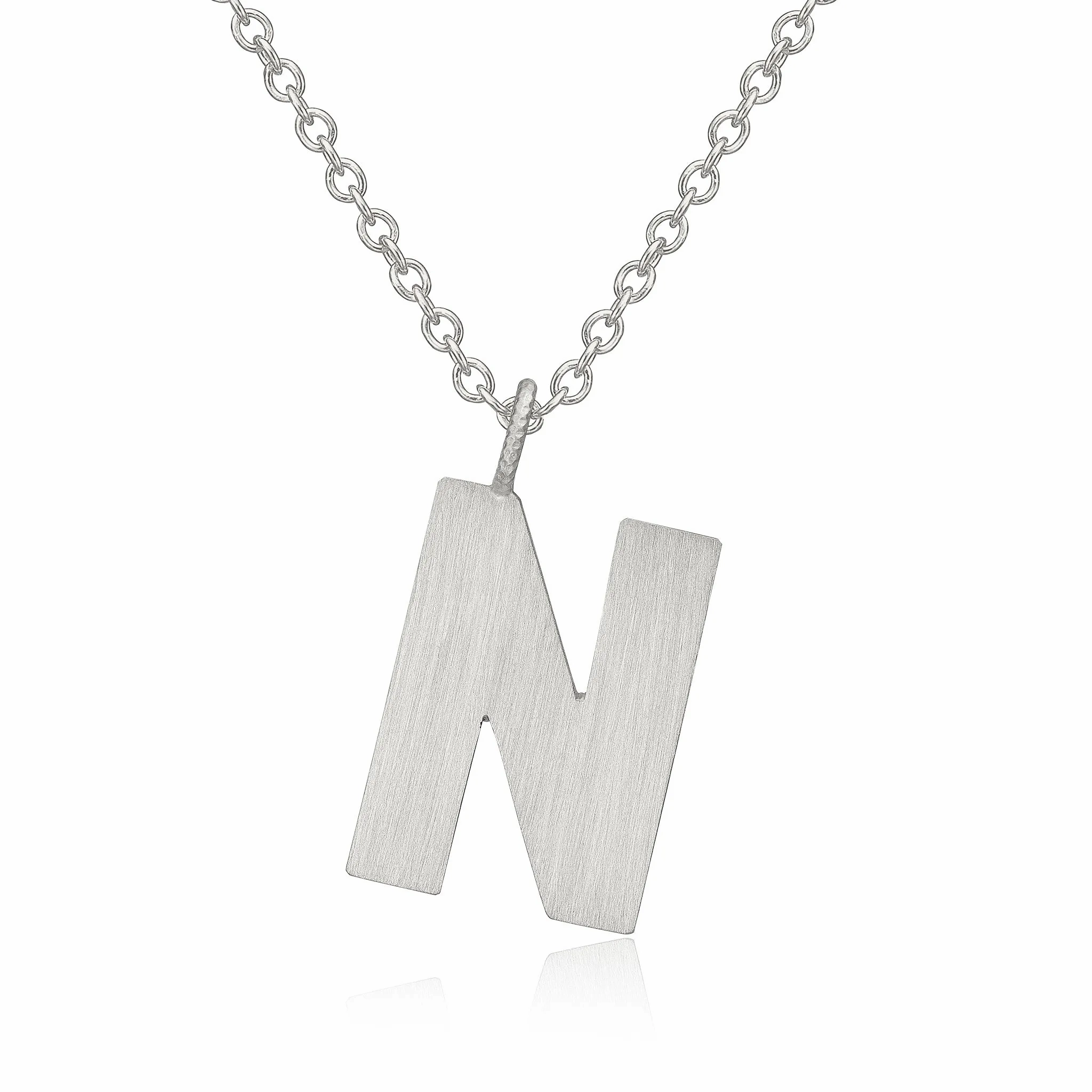 Letter N Silver Necklace