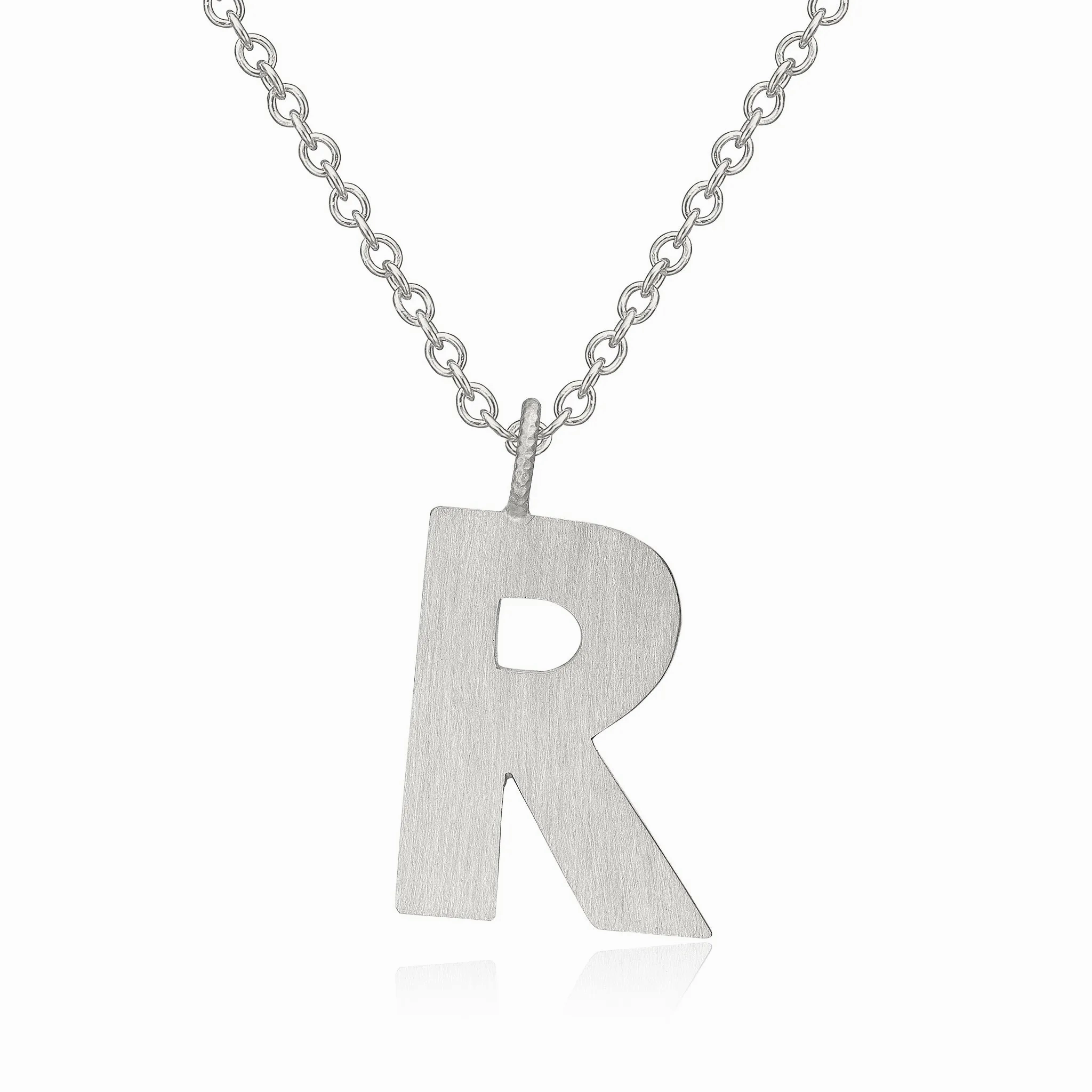 Letter R Silver Necklace