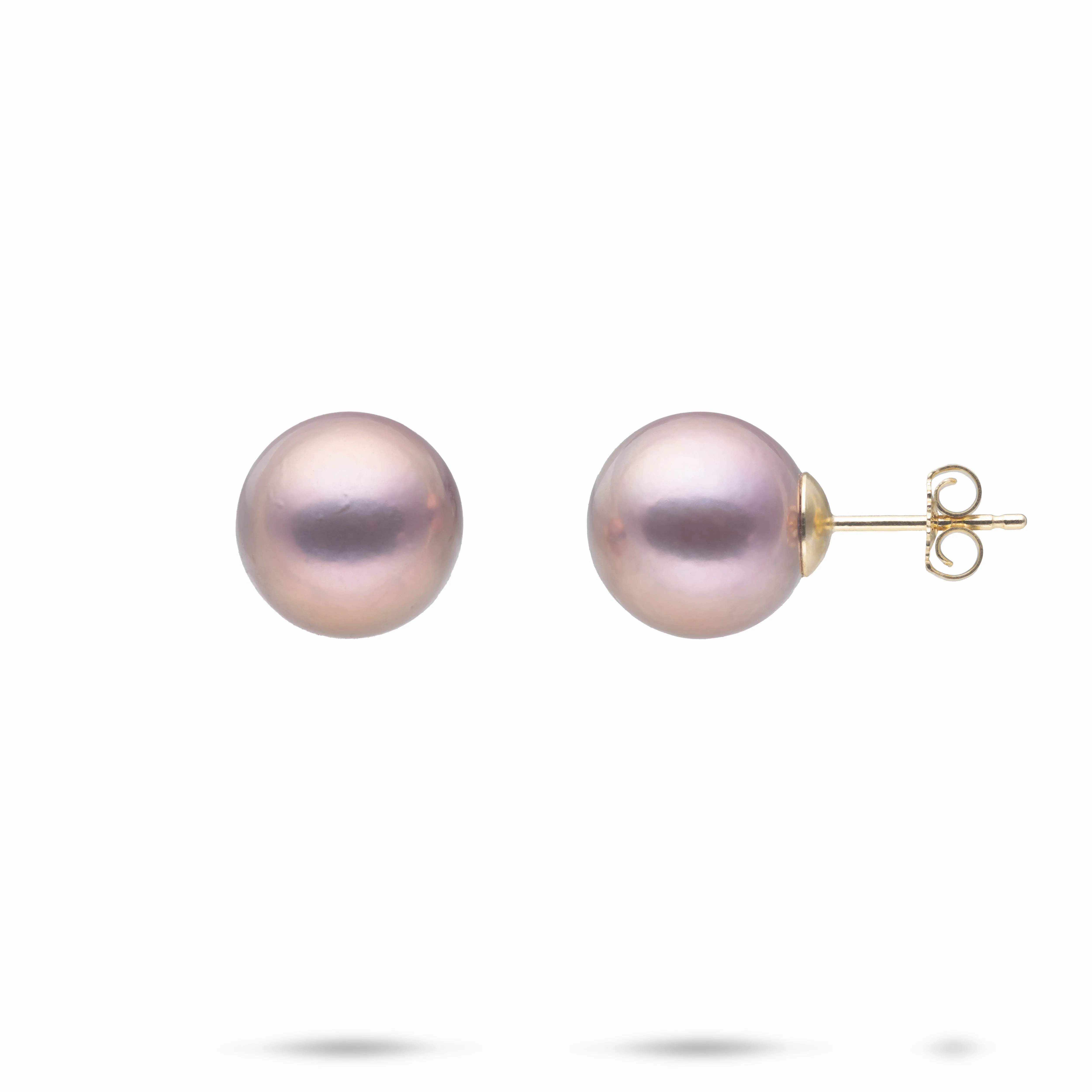 Lilac Freshwater Pearl Earrings in Gold - 10-11mm