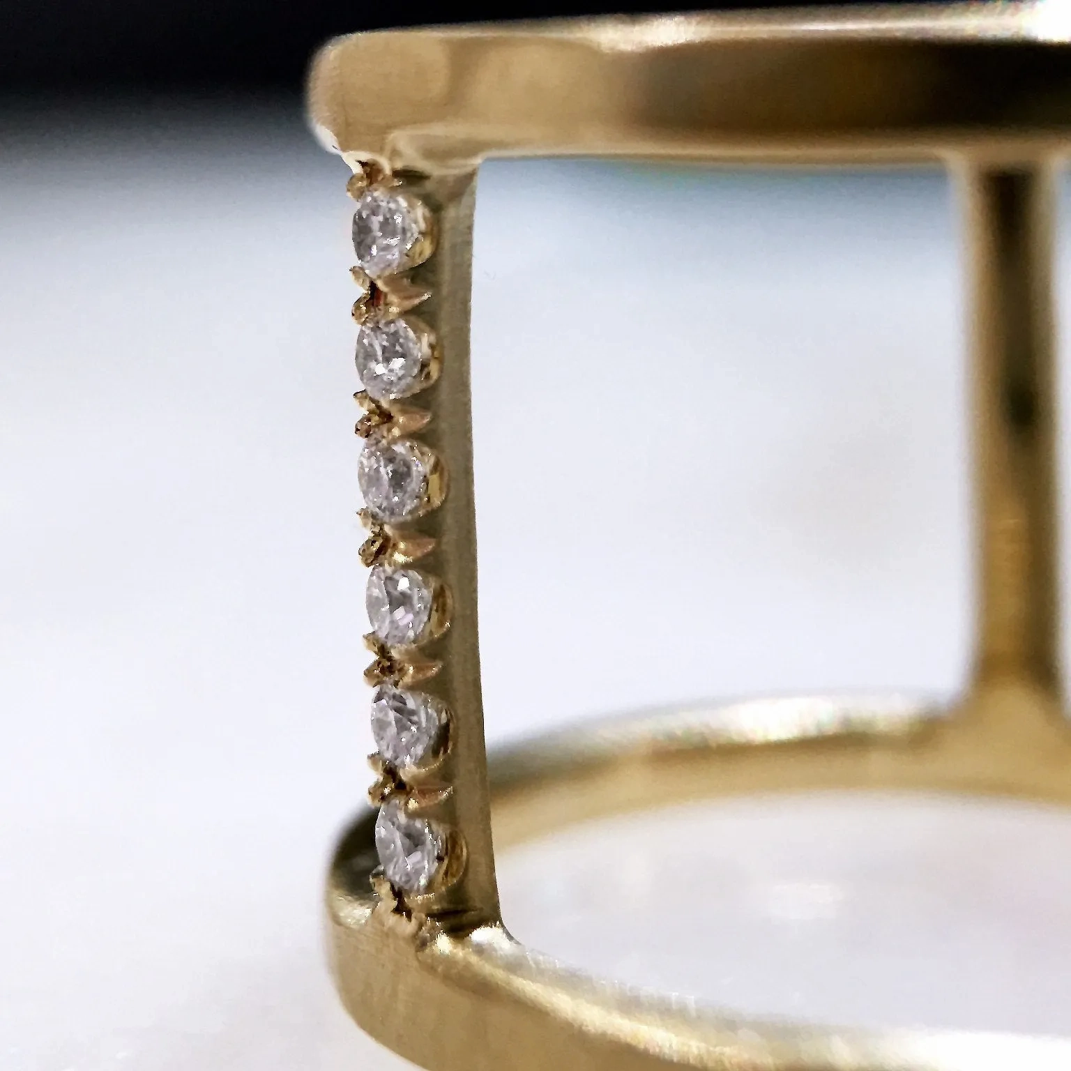 Lisa Ziff Diamond Gold Handmade Open Tripod Band Ring