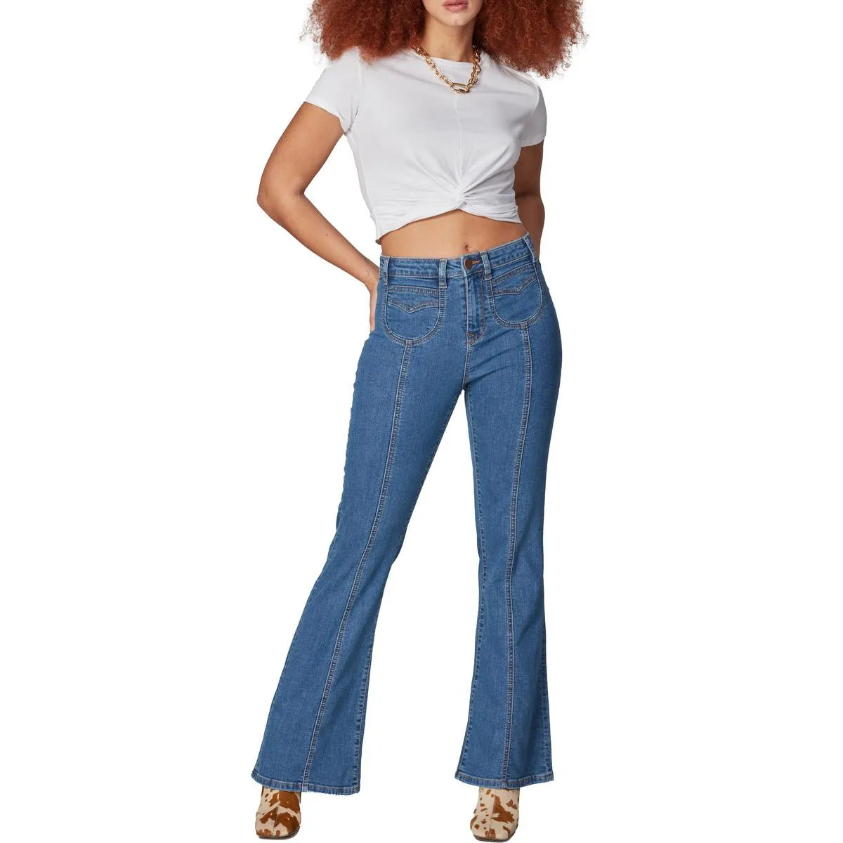 Lola Damen Alice Raw Saum Denim Schlagjeans
