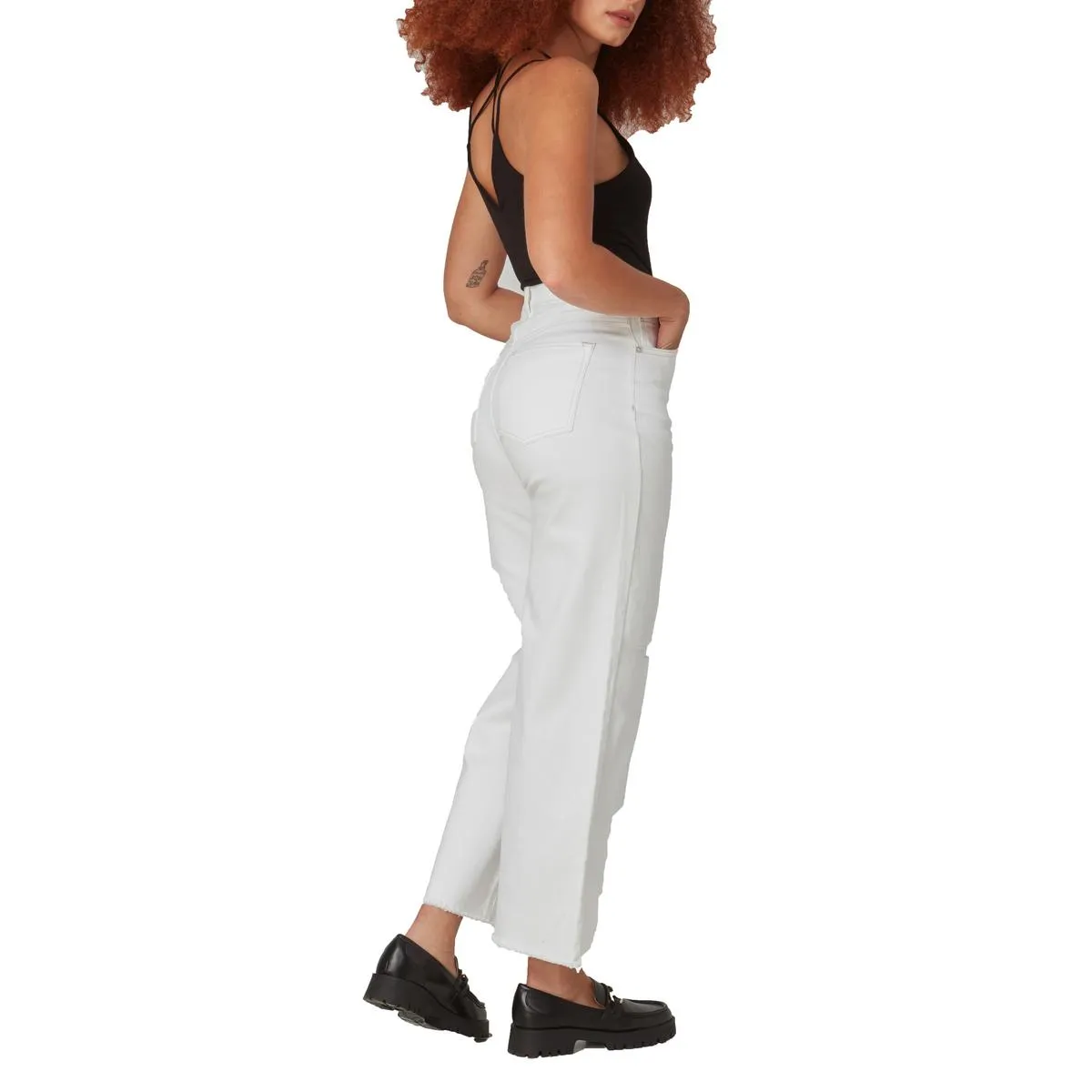 Lola Damen Milan Ausgebleichte Denim Weit geschnittene Jeans