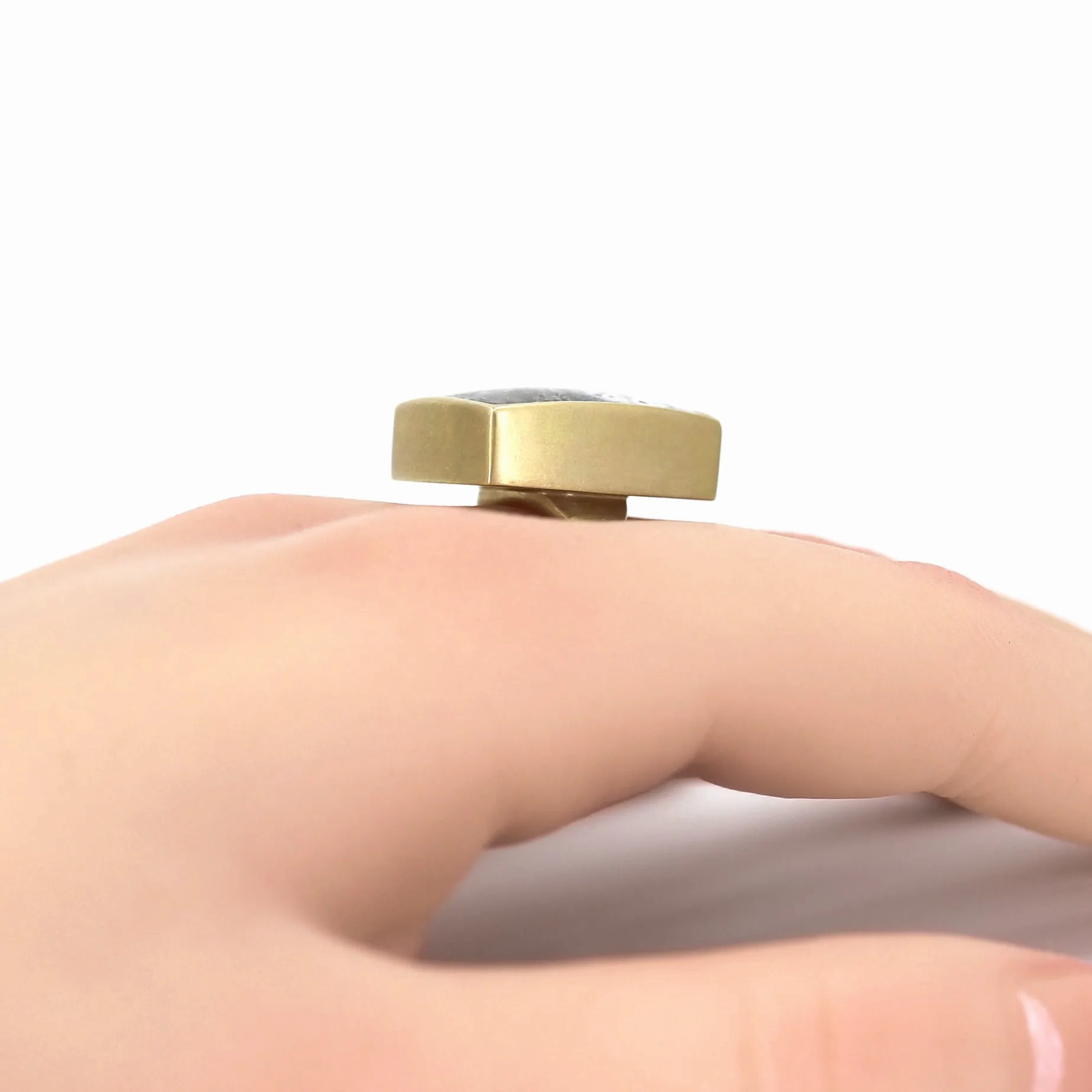 Lola Brooks 17.11 Carat Pyrite in Quartz Yellow Gold One of a Kind Ring