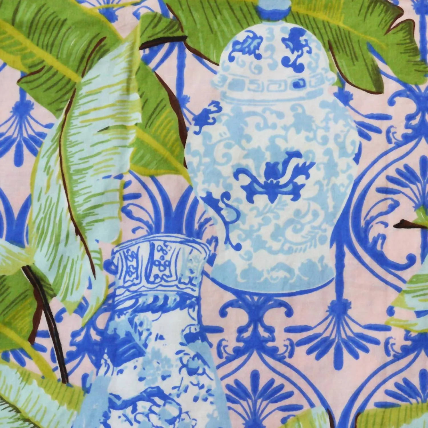 Langarm-Oberteil & Kurze Pyjama-Set Im Botanischen Ginger-Jar-Design