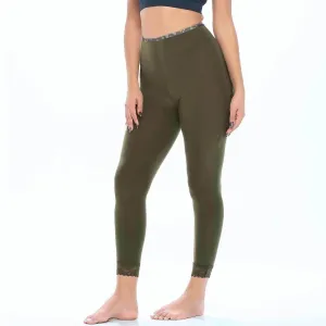 Lange Unterwäsche-Leggings in Oliv