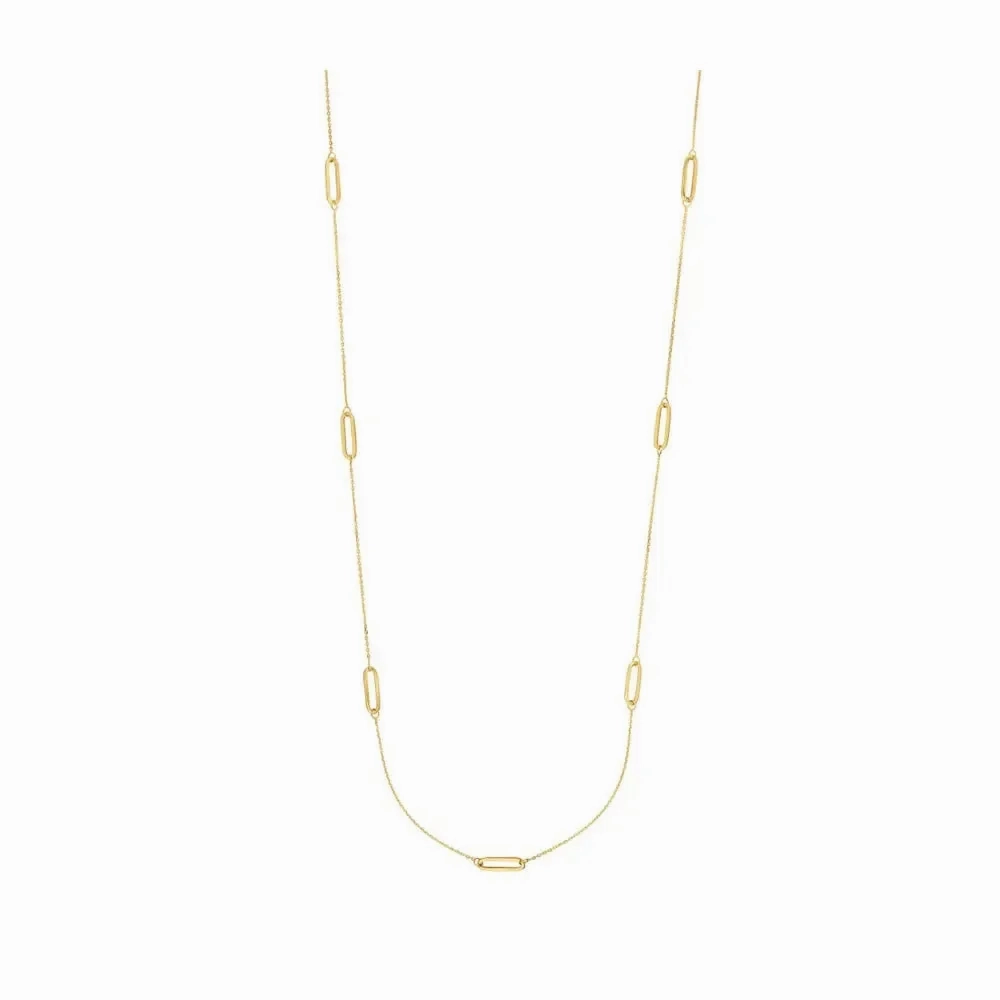 Long Golden Paperclip Chain Necklace