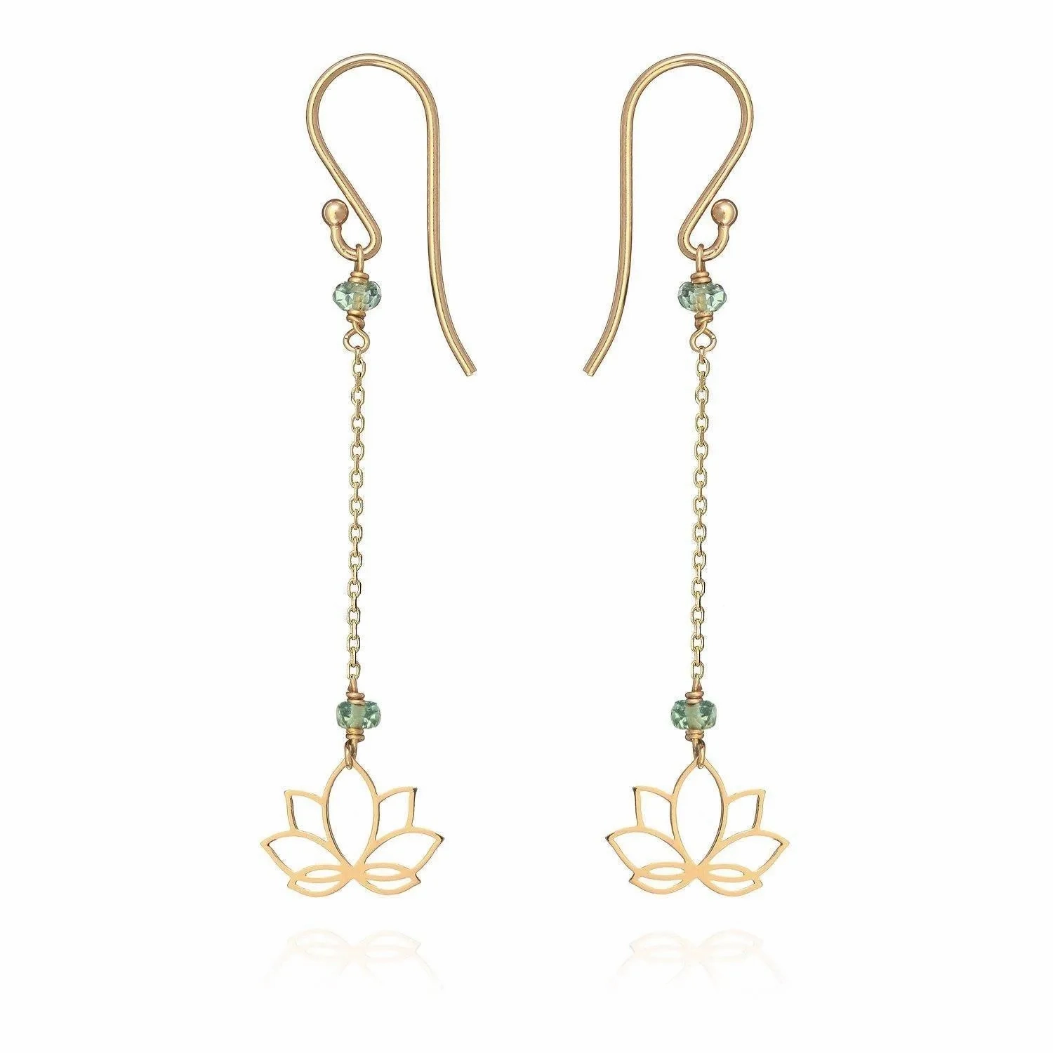 Long Lotus Earrings 9 or 18k Gold