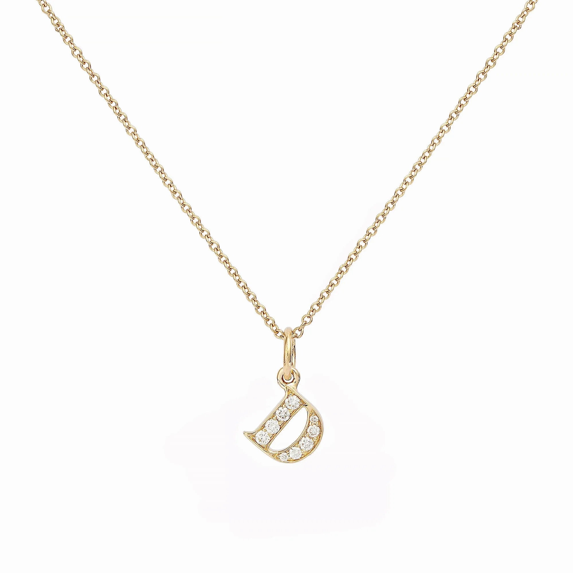 Love Letter D 18K Gold Necklace w. Diamonds