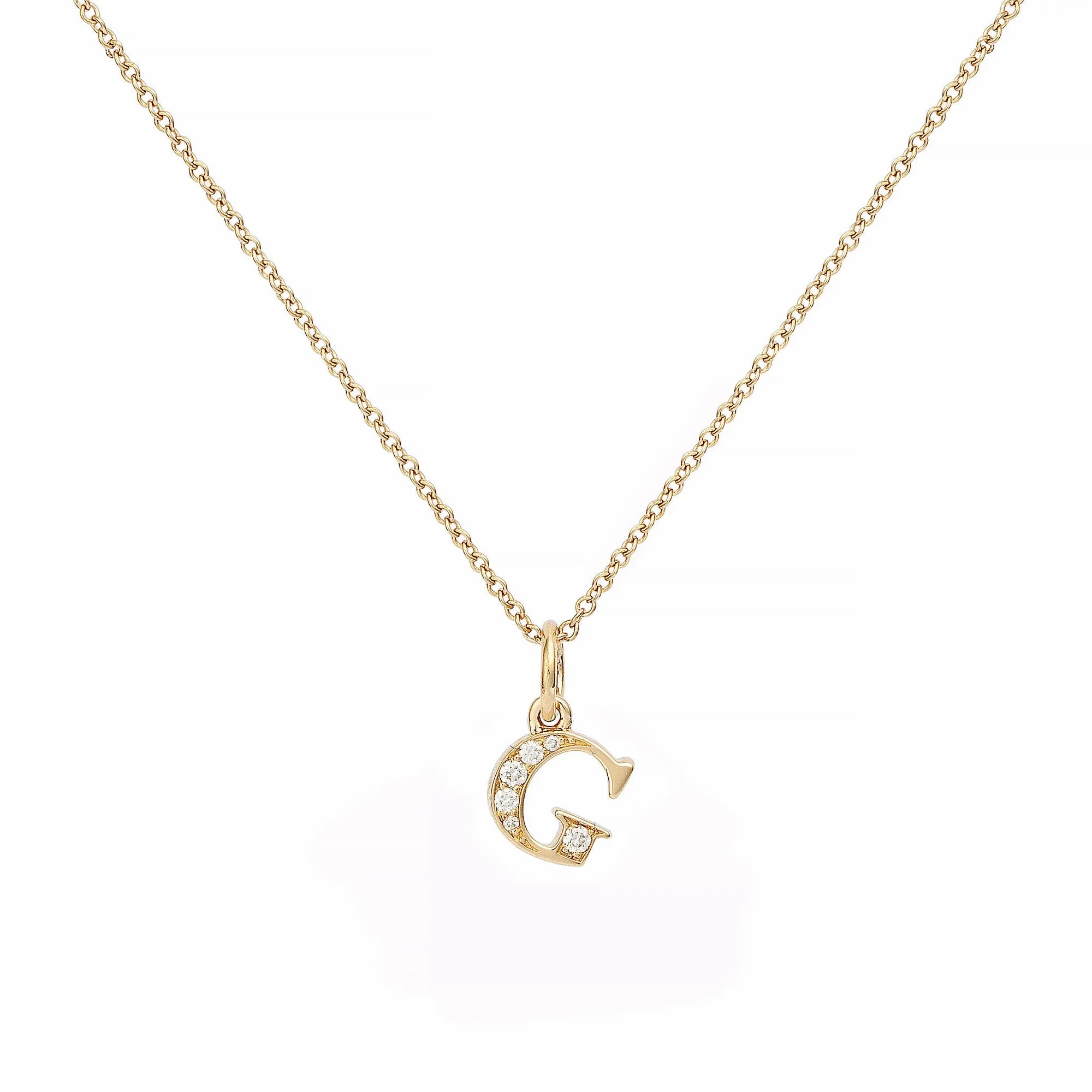 Love Letter G 18K Gold Necklace w. Diamonds