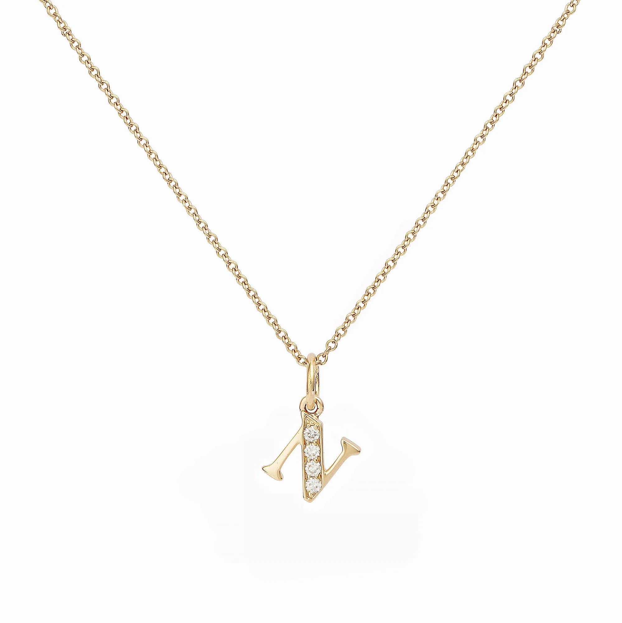 Love Letter N 18K Gold Necklace w. Diamonds