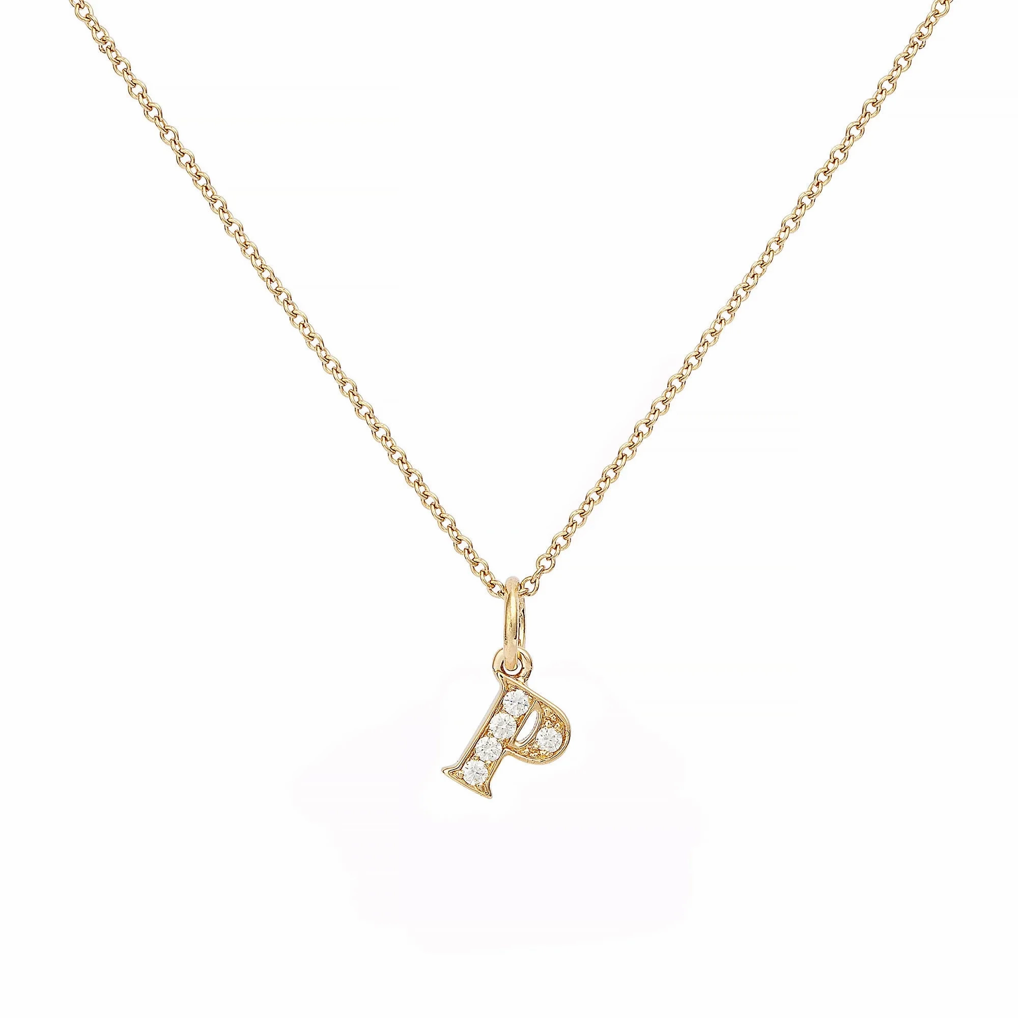 Love Letter P 18K Gold Necklace w. Diamonds