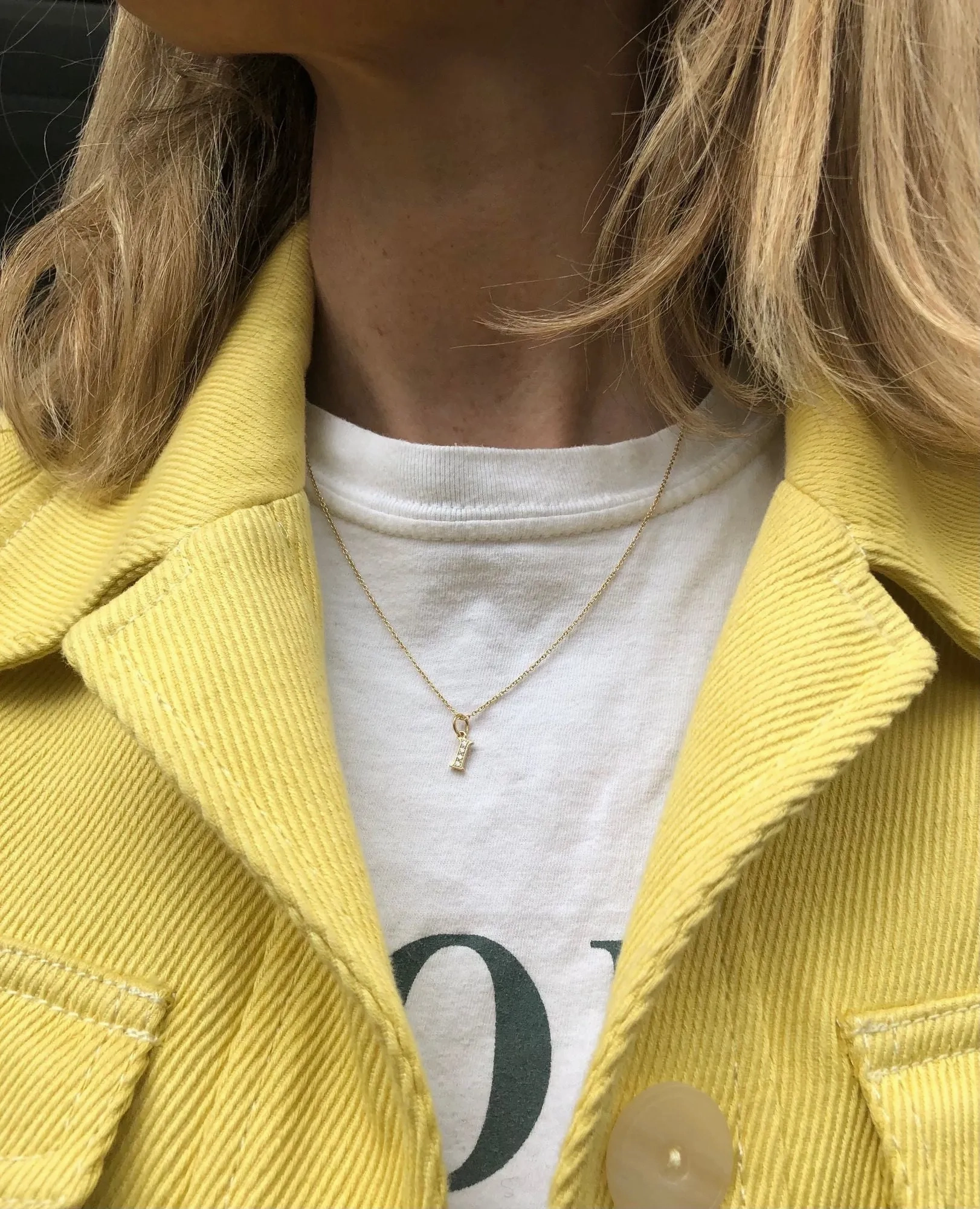 Love Letter U 18K Gold Necklace w. Diamonds