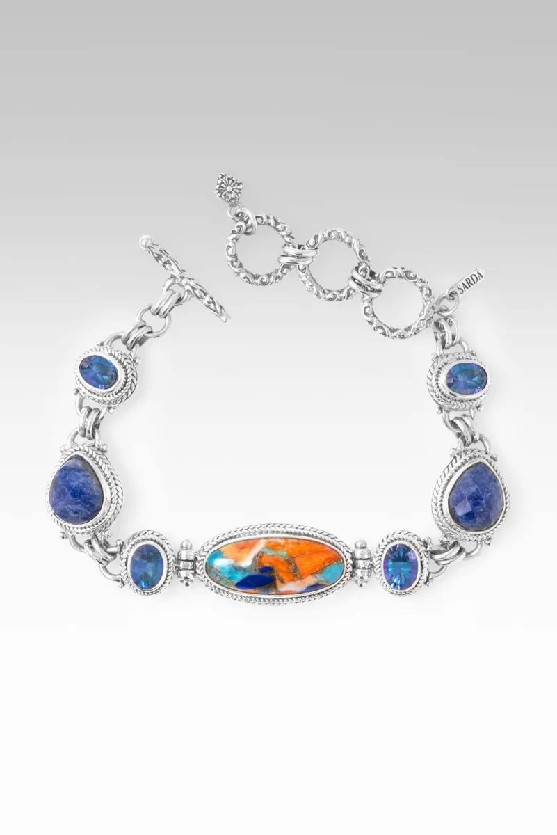 Love To Infinity Bracelet? in Lapis Spiny Oyster, Dumortierite &amp; Sheer Luck? Mystic Topaz