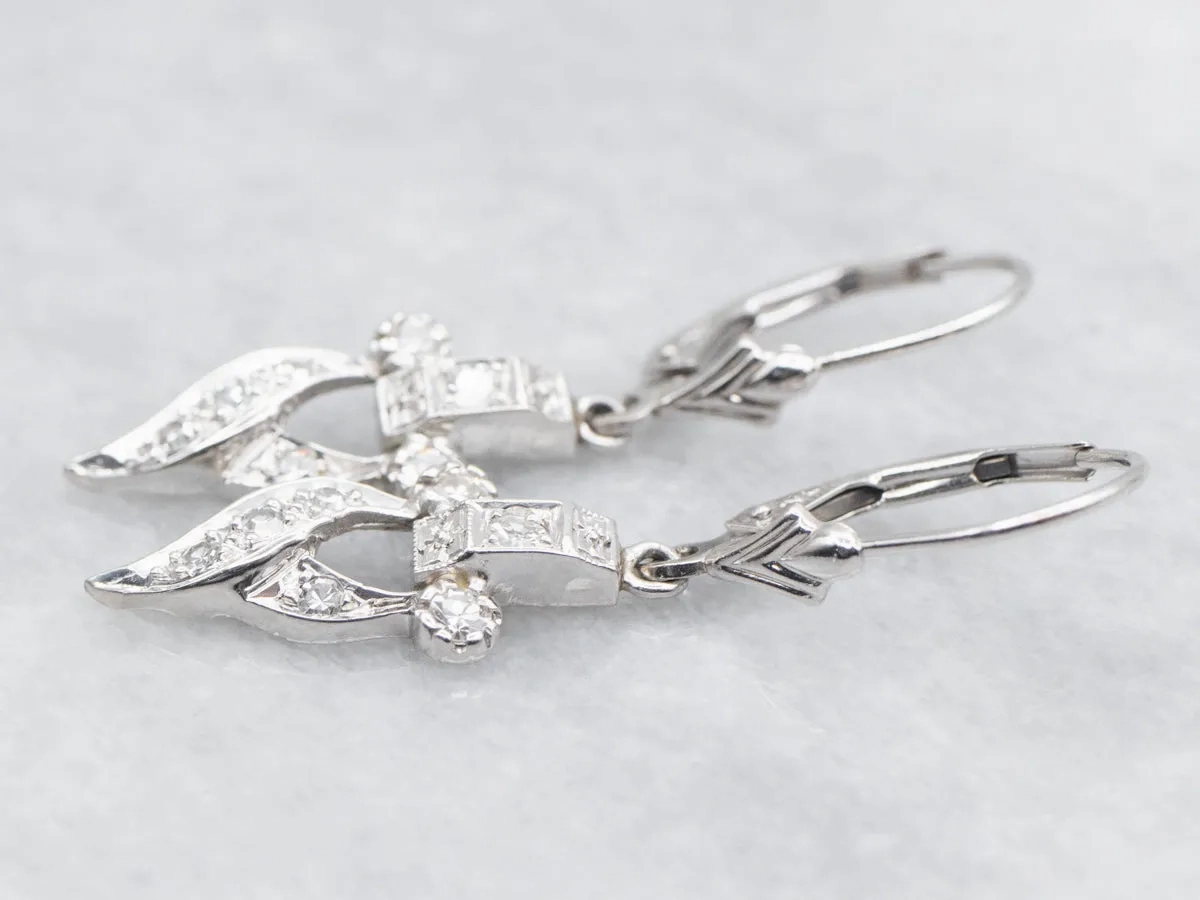 Lovely Diamond Retro Era Drop Earrings